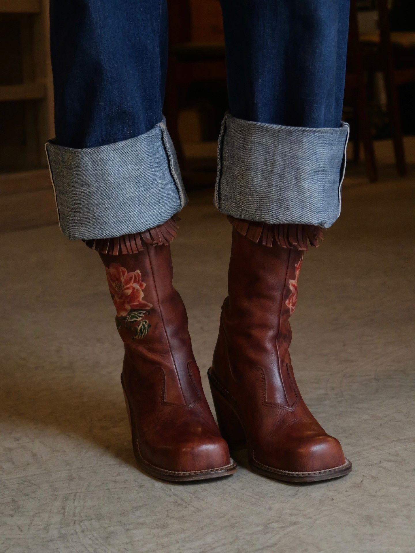 New Rock Ozone Rock Tassel Floral Leather Boots Size US 6 / IT 36 - 2 Thumbnail