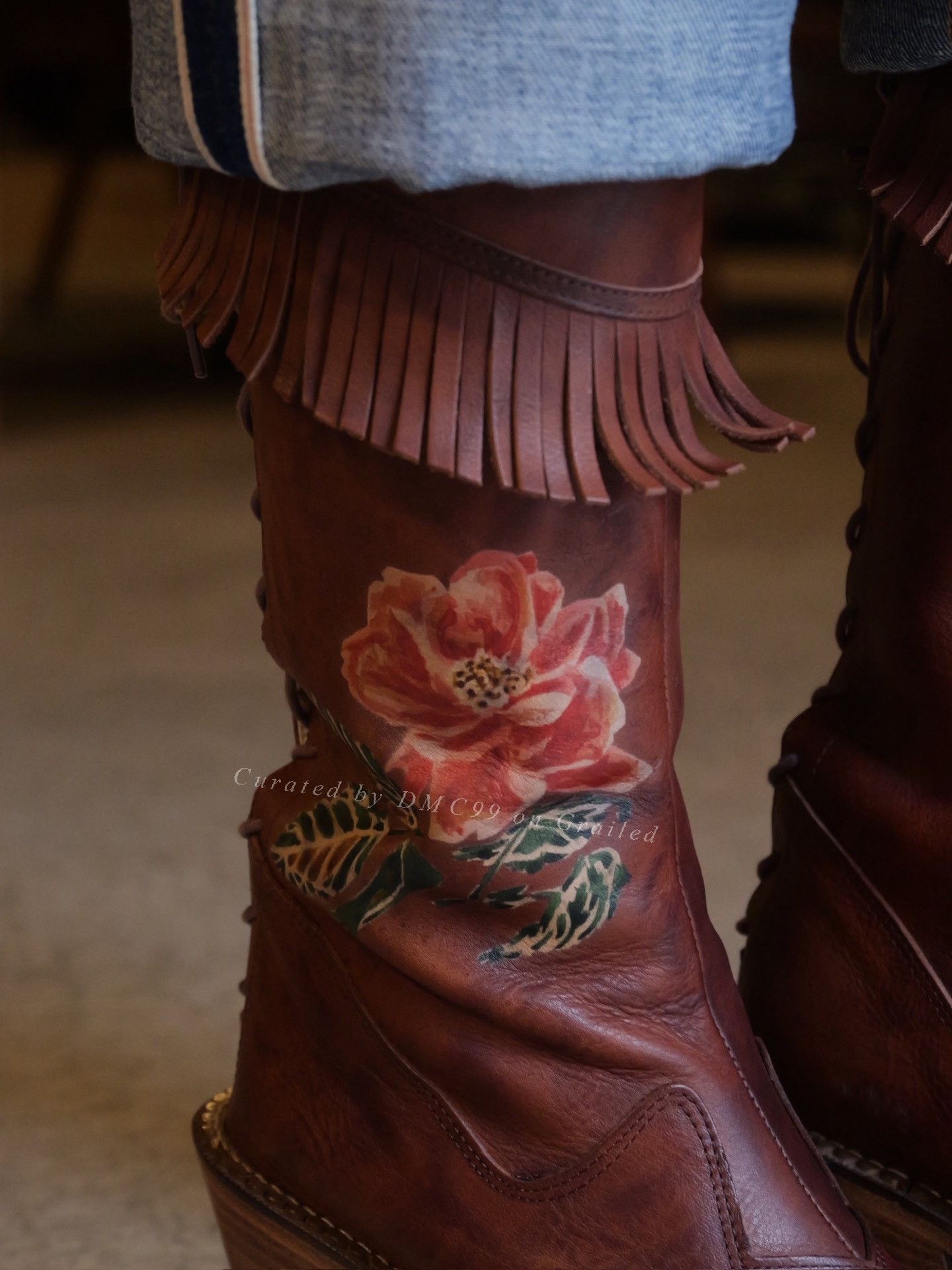 New Rock Ozone Rock Tassel Floral Leather Boots Size US 6 / IT 36 - 3 Thumbnail