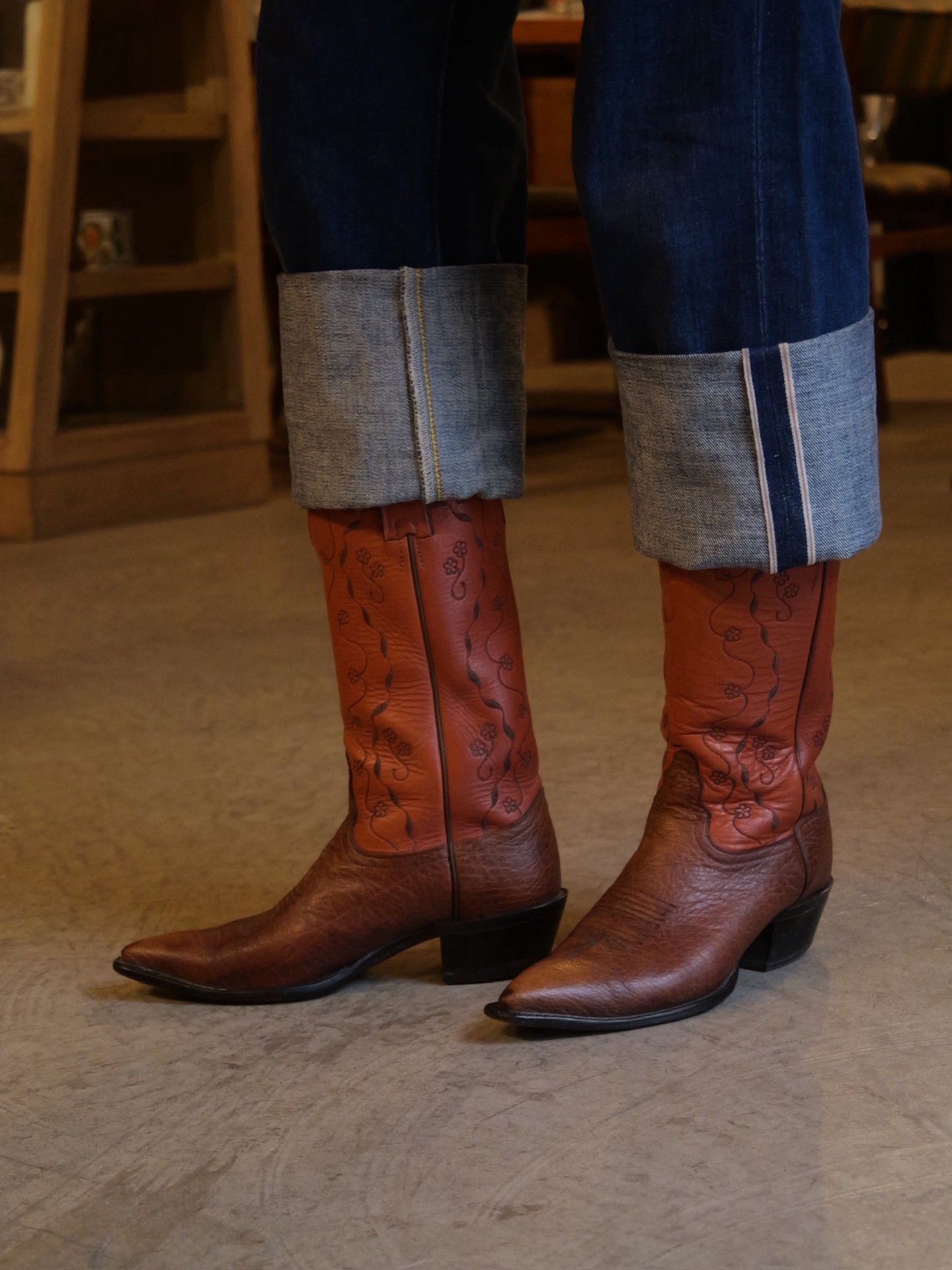 Tony Lama Tony Lama High-Top Carved Cowboy Boots Size US 6 / IT 36 - 8 Thumbnail
