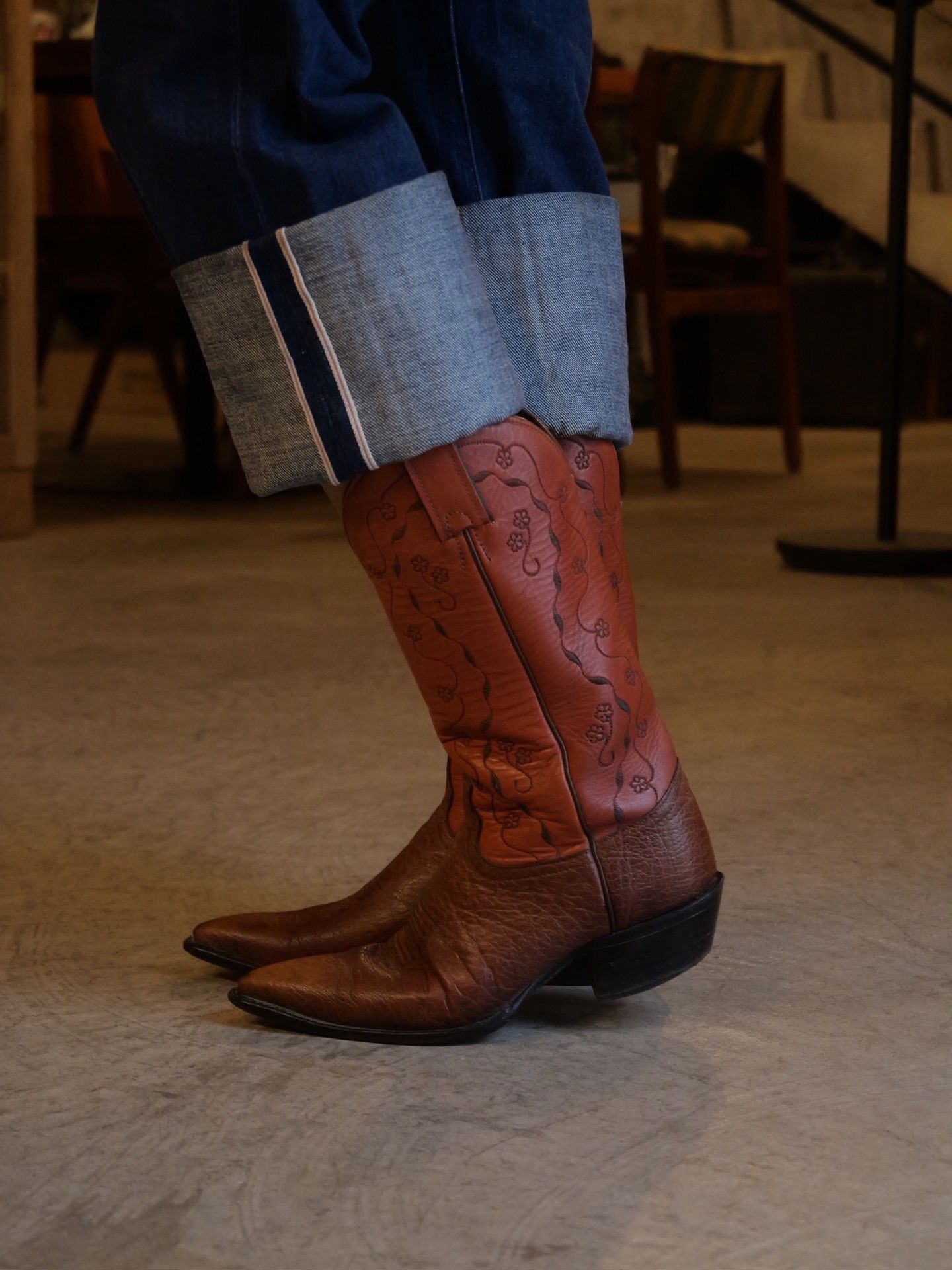 Tony Lama Tony Lama High-Top Carved Cowboy Boots Size US 6 / IT 36 - 7 Thumbnail