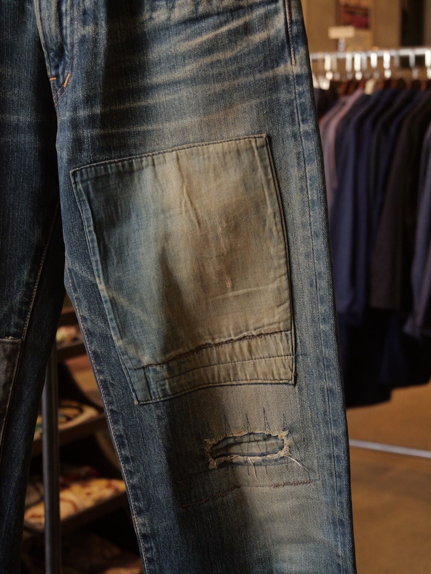 Blue Blue Japan Blue Blue Japan Distressed Patchwork Straight Jeans Size US 29 - 3 Thumbnail