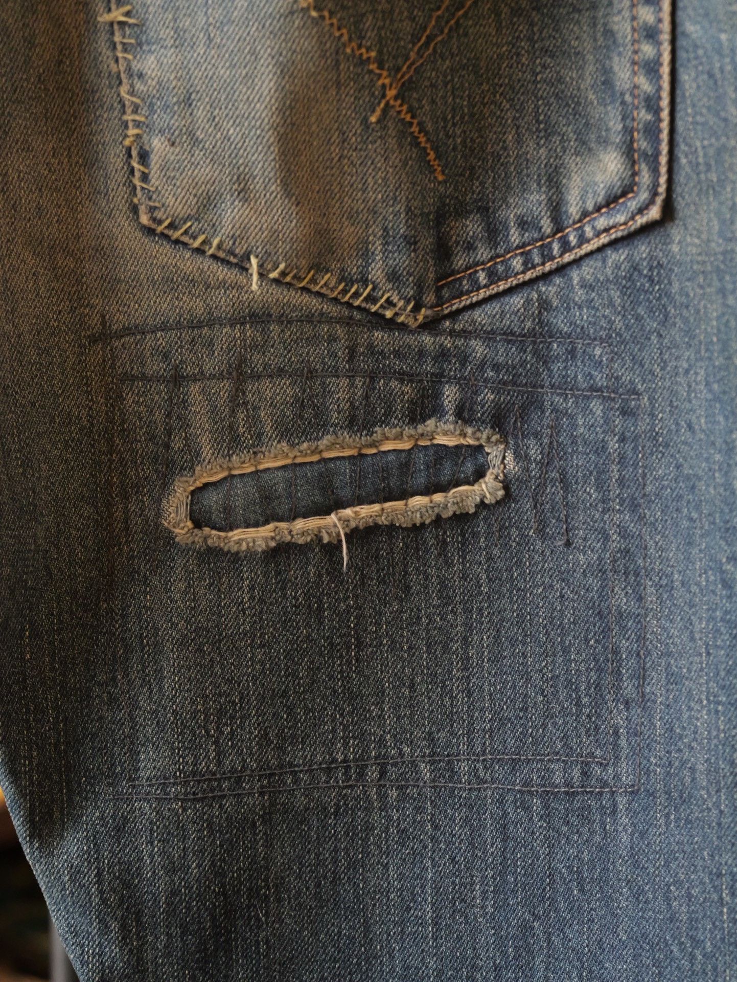 Blue Blue Japan Blue Blue Japan Distressed Patchwork Straight Jeans Size US 29 - 7 Thumbnail