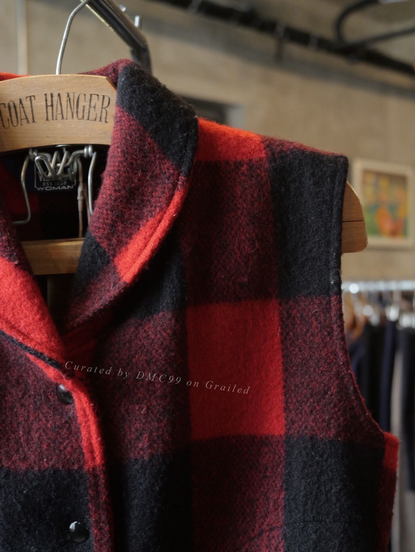 Woolrich Woolen Mills Woolrich 1980s Shawl Collar Plaid Wool Vest Size US M / EU 48-50 / 2 - 4 Thumbnail