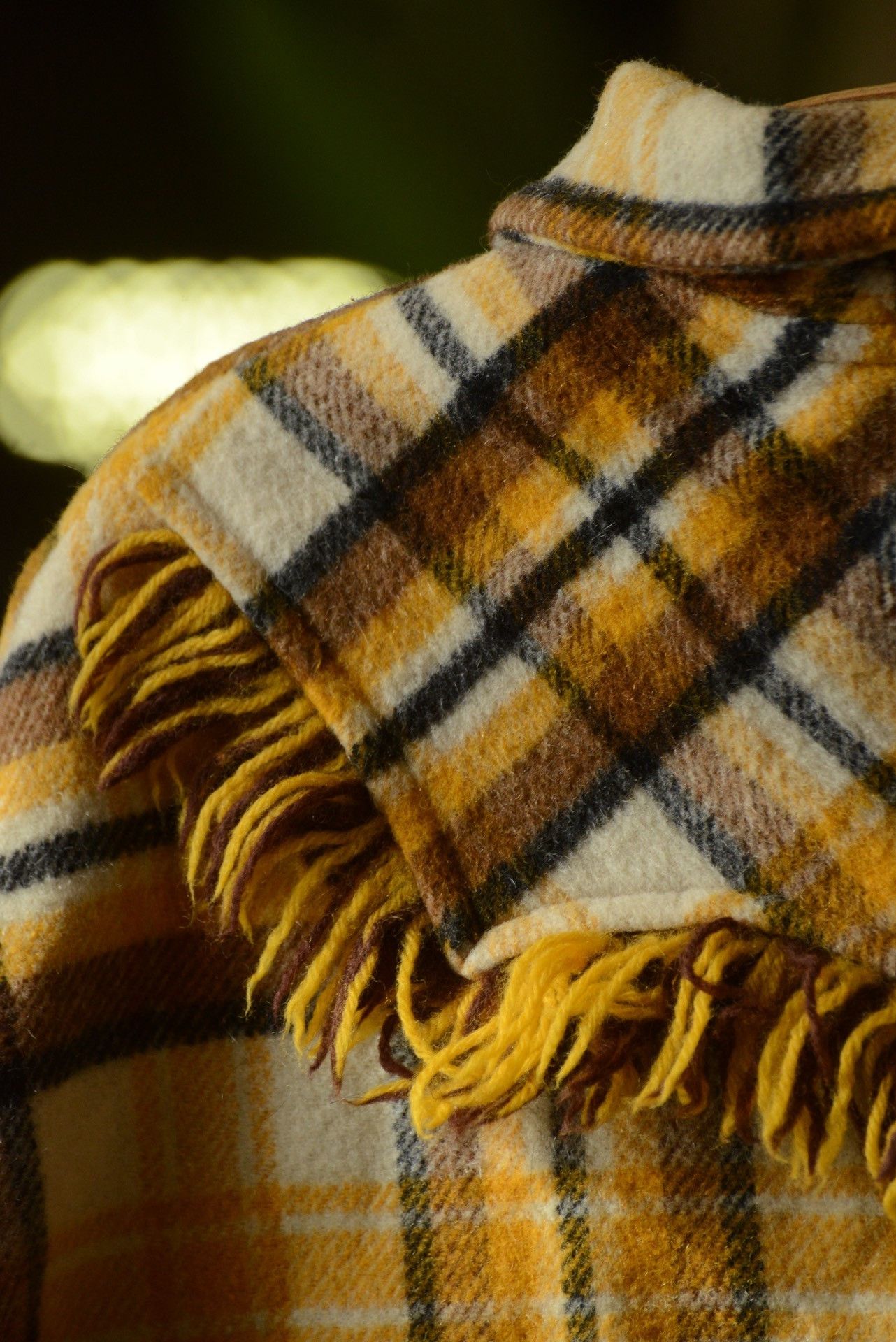 Rockmount Ranch Wear Pioneer Wear 1970s Plaid Fringe Shawl Size ONE SIZE - 6 Thumbnail