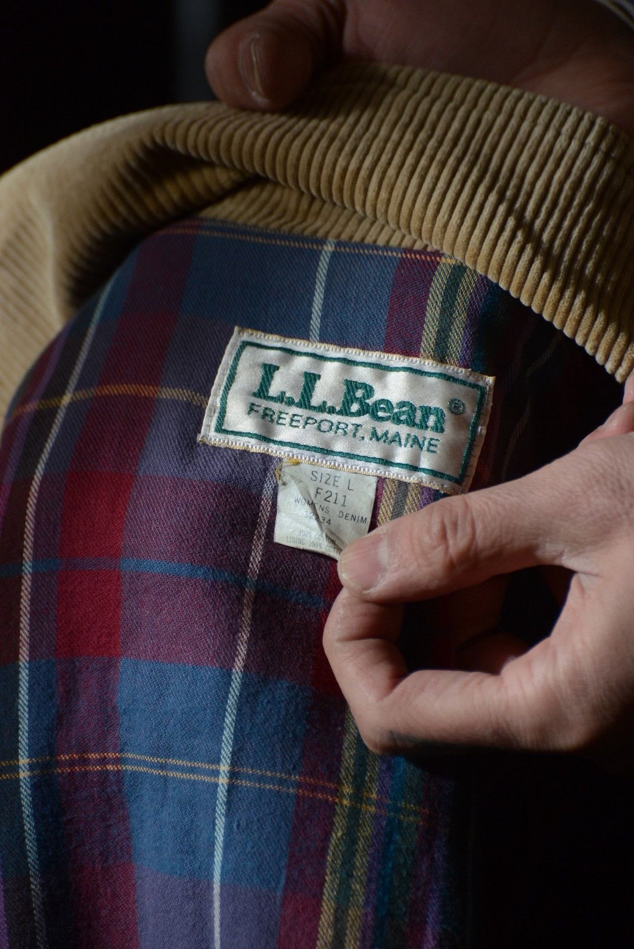 L.L. Bean LLBean 1980s Corduroy Collar Denim Jacket Size US L / EU 52-54 / 3 - 8 Thumbnail