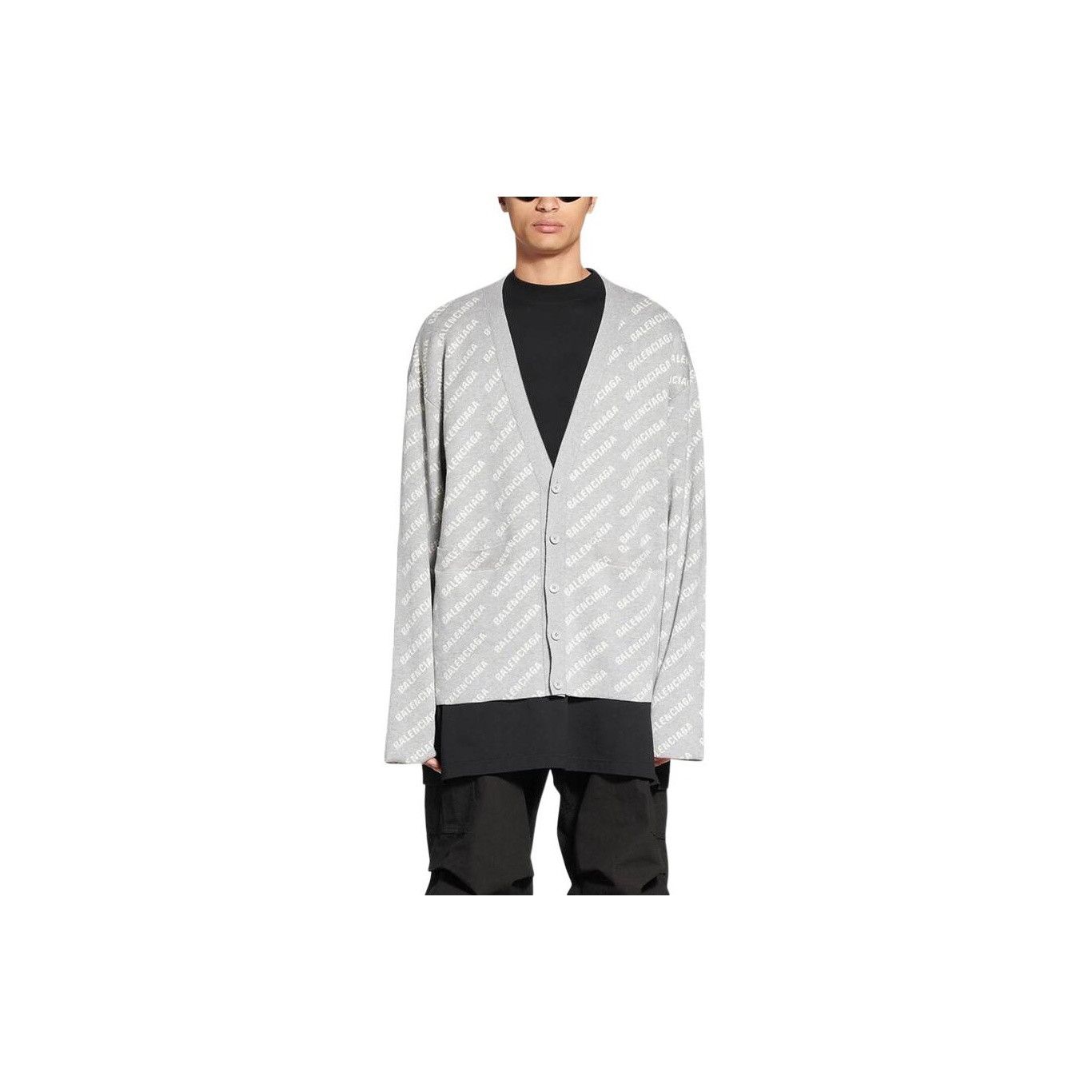 Balenciaga Balenciaga All-Over Logo Cardigan Size L Size US L / EU 52-54 / 3 - 7 Thumbnail