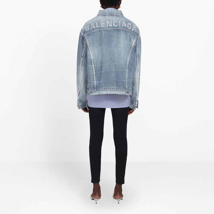 Balenciaga Balenciaga Rhinestone Logo Denim Jacket Size 36 Size XS / US 0-2 / IT 36-38 - 10 Thumbnail