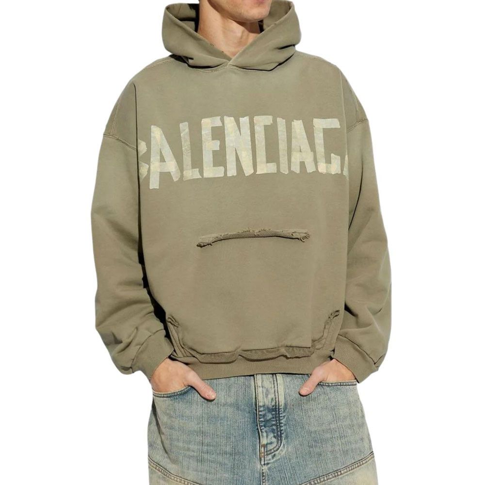 Balenciaga Balenciaga Logo Tape Distressed Hoodie Size XS Size US XS / EU 42 / 0 - 7 Thumbnail