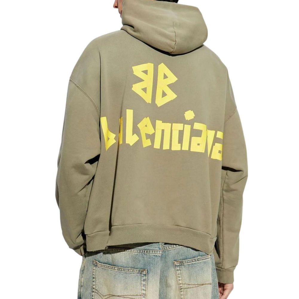 Balenciaga Balenciaga Logo Tape Distressed Hoodie Size XS Size US XS / EU 42 / 0 - 8 Thumbnail