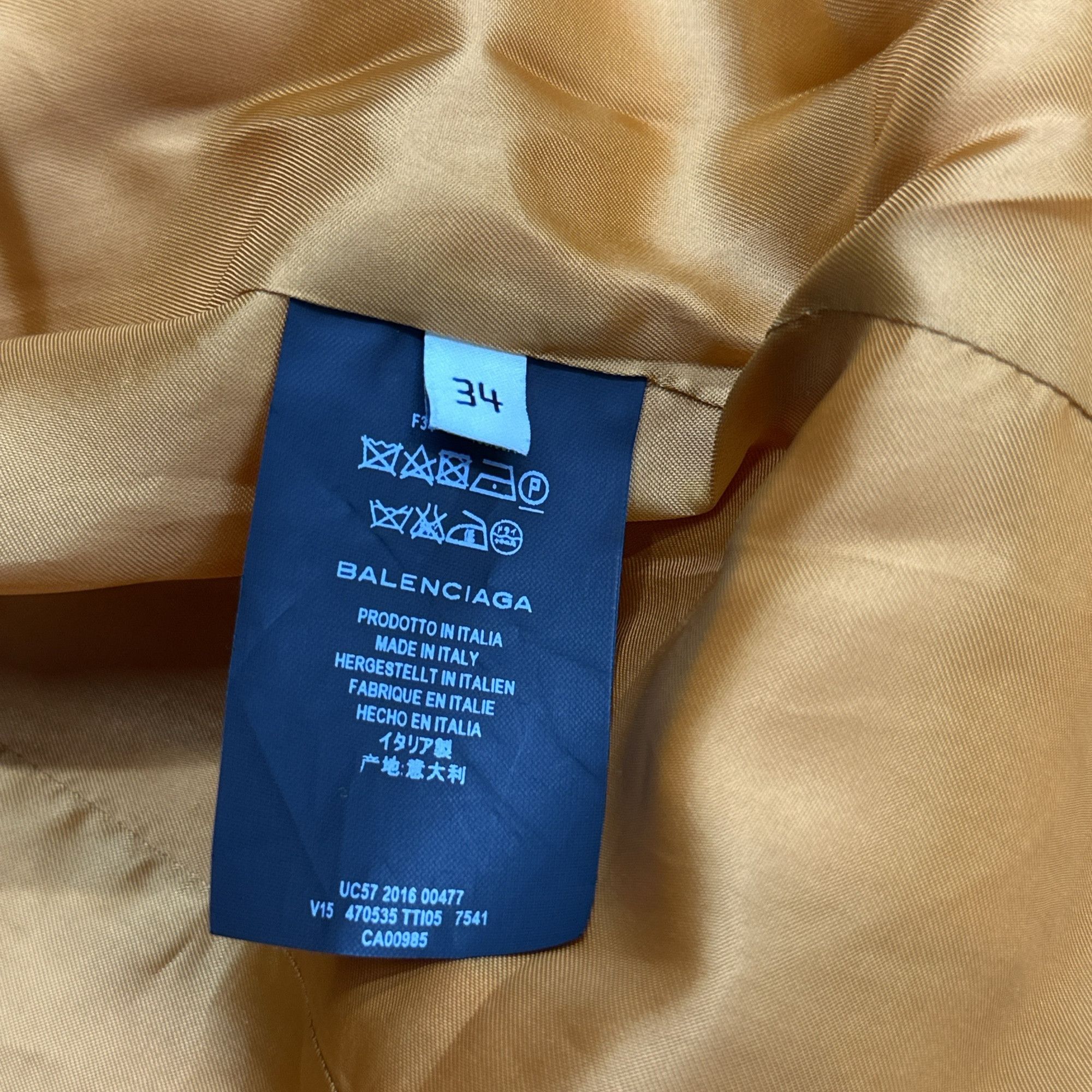 Balenciaga Balenciaga Satin Lapel Blazer Yellow Size 34 Size XXS / US 00 / IT 34 - 5 Thumbnail