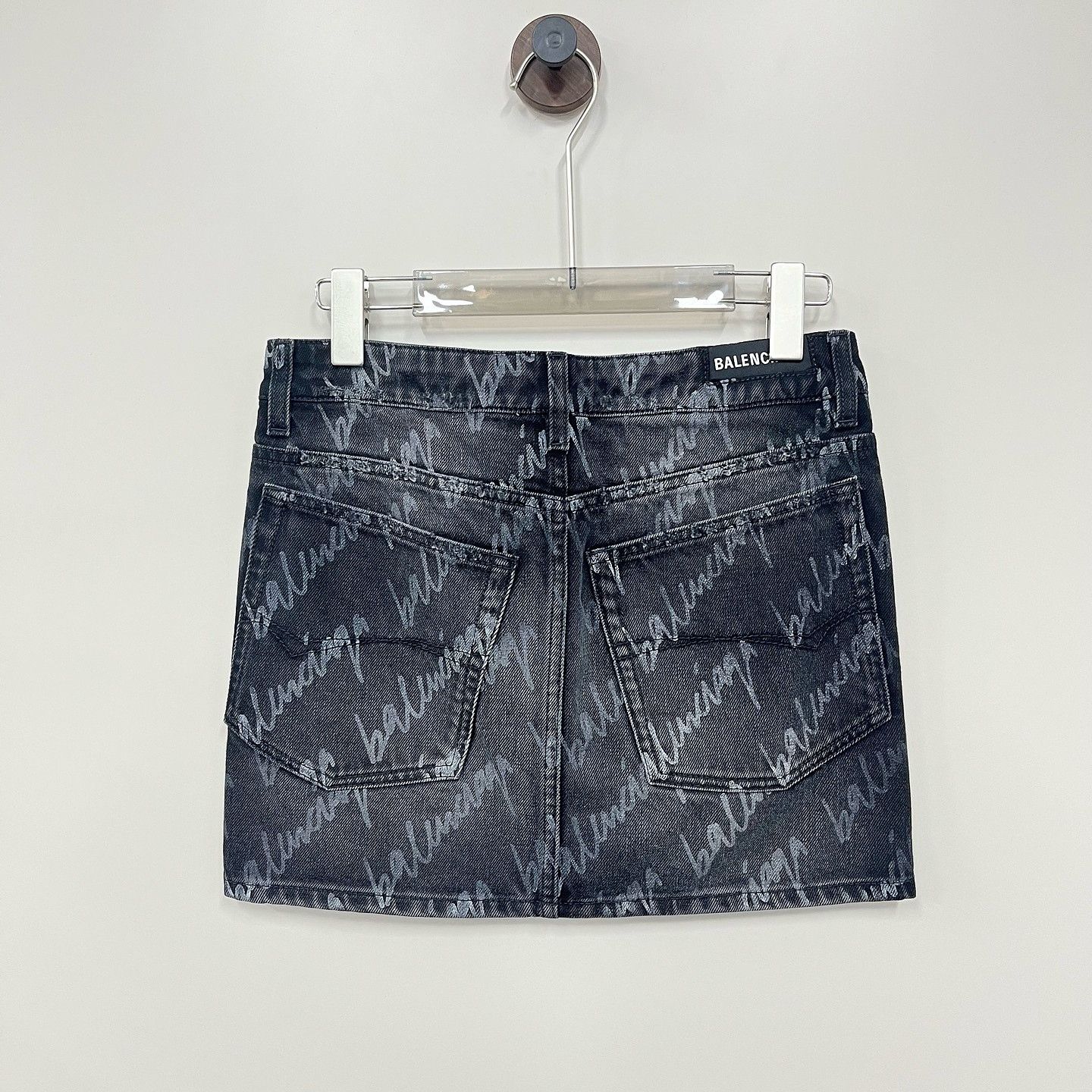 Balenciaga Balenciaga Logo Print Denim Mini Skirt Size 34 Size 25" / US 0 / IT 36 - 2 Thumbnail
