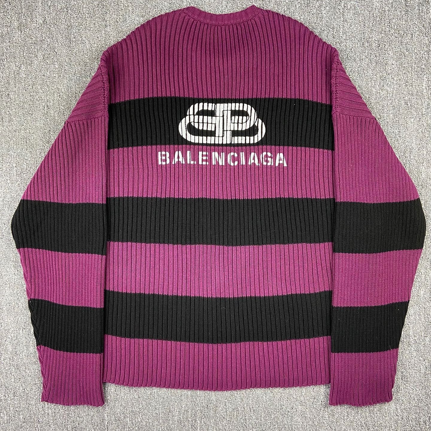 Balenciaga Balenciaga Logo Stripe Knit Sweater Size M Size US M / EU 48-50 / 2 - 2 Thumbnail