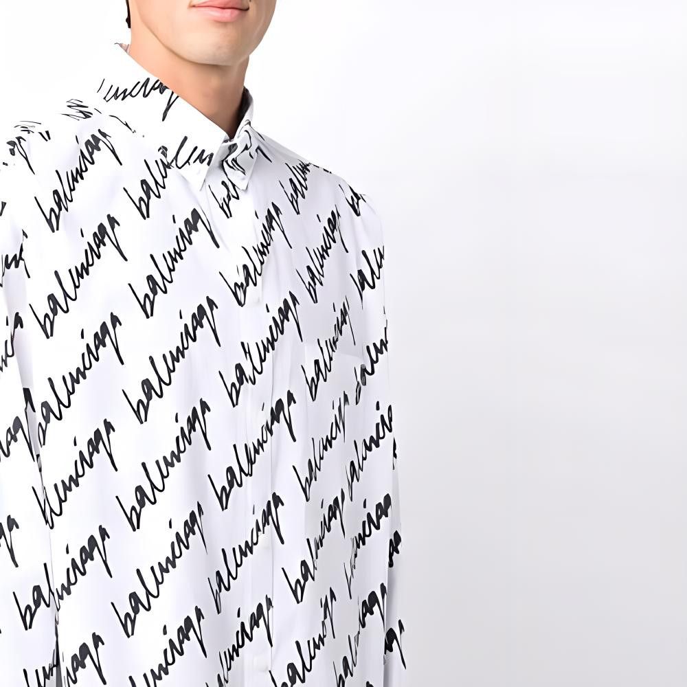 Balenciaga Balenciaga Logo Print Button Up Shirt Size 37 Size US S / EU 44-46 / 1 - 8 Thumbnail