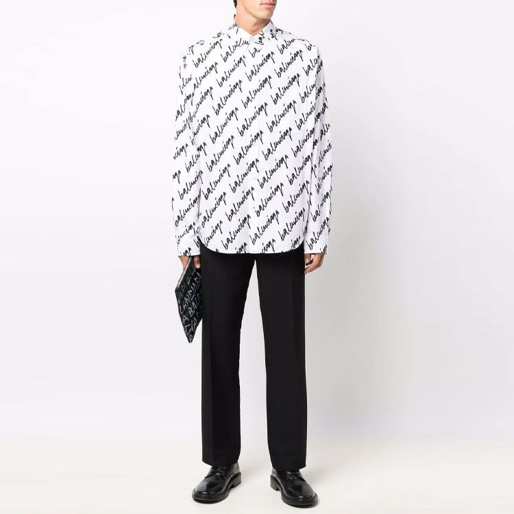 Balenciaga Balenciaga Logo Print Button Up Shirt Size 37 Size US S / EU 44-46 / 1 - 7 Thumbnail