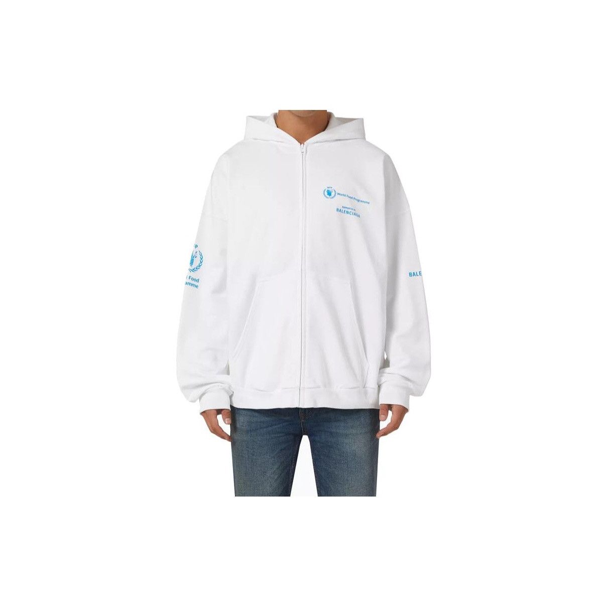 Balenciaga Balenciaga x WFP Logo Zip-Up Hoodie Size M Size US M / EU 48-50 / 2 - 10 Thumbnail