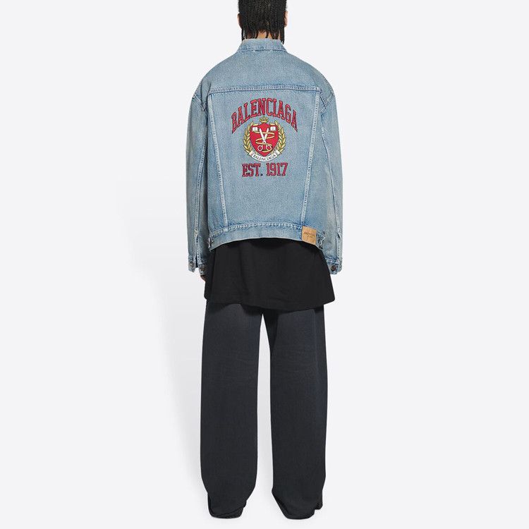 Balenciaga Balenciaga Crest Logo Denim Jacket Size M Size US M / EU 48-50 / 2 - 14 Thumbnail