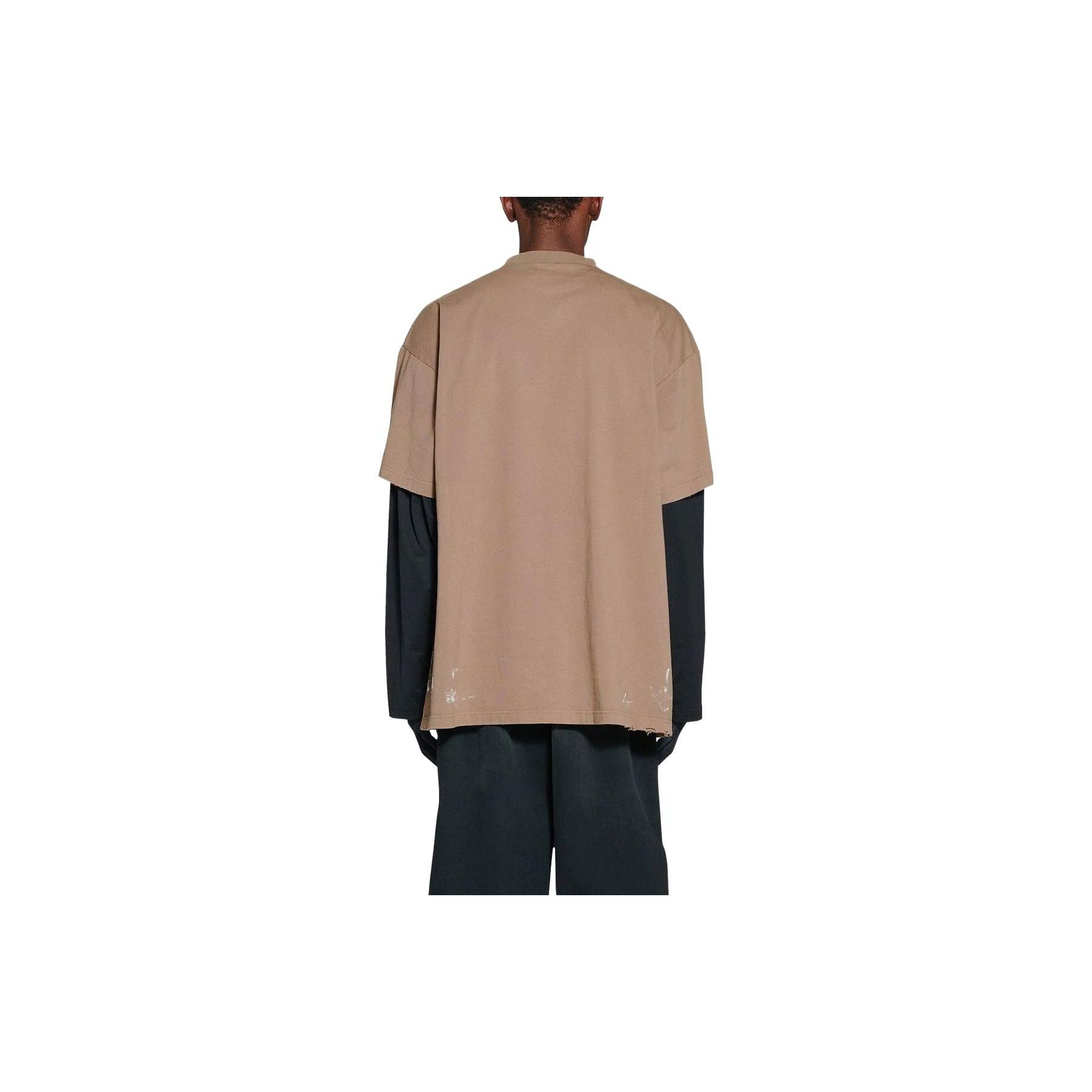 Balenciaga Balenciaga Metal Logo Distressed T-Shirt Brown Size 3 Size US L / EU 52-54 / 3 - 10 Thumbnail