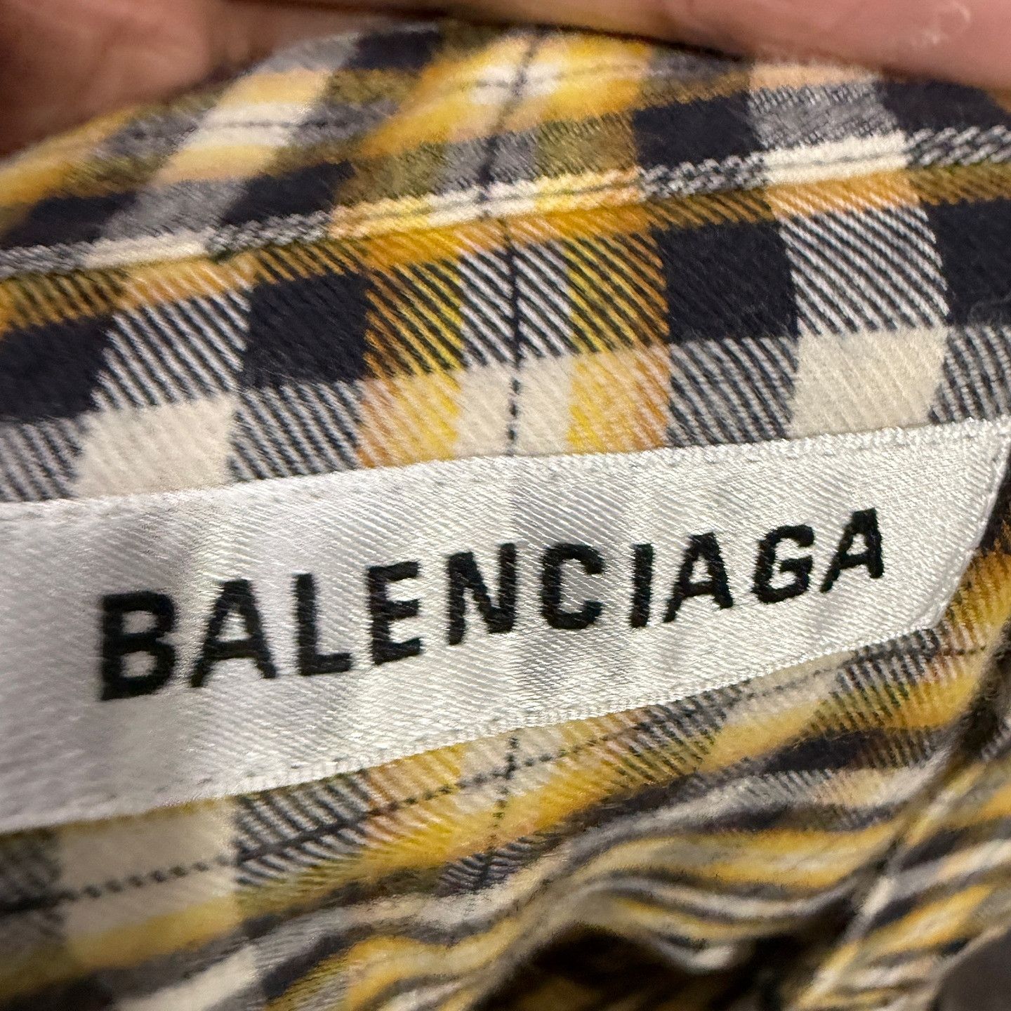 Balenciaga Balenciaga Yellow Plaid Logo Button Up Shirt Size 34 Size XXS / US 00 / IT 34 - 3 Thumbnail