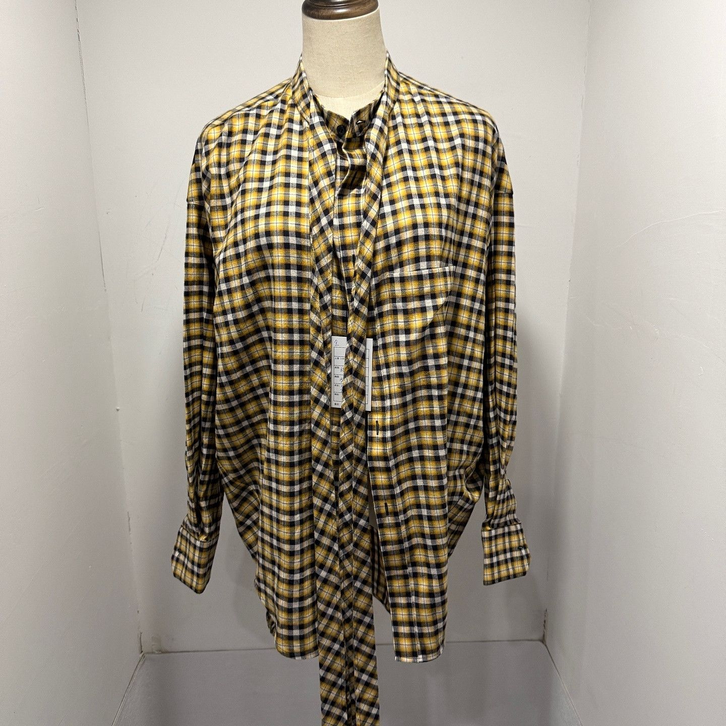 Balenciaga Balenciaga Yellow Plaid Logo Button Up Shirt Size 34 Size XXS / US 00 / IT 34 - 5 Thumbnail