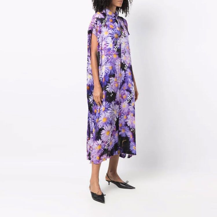 Balenciaga Balenciaga Floral Shutterstock Print Midi Dress Size 34 Size XS / US 0-2 / IT 36-38 - 7 Thumbnail