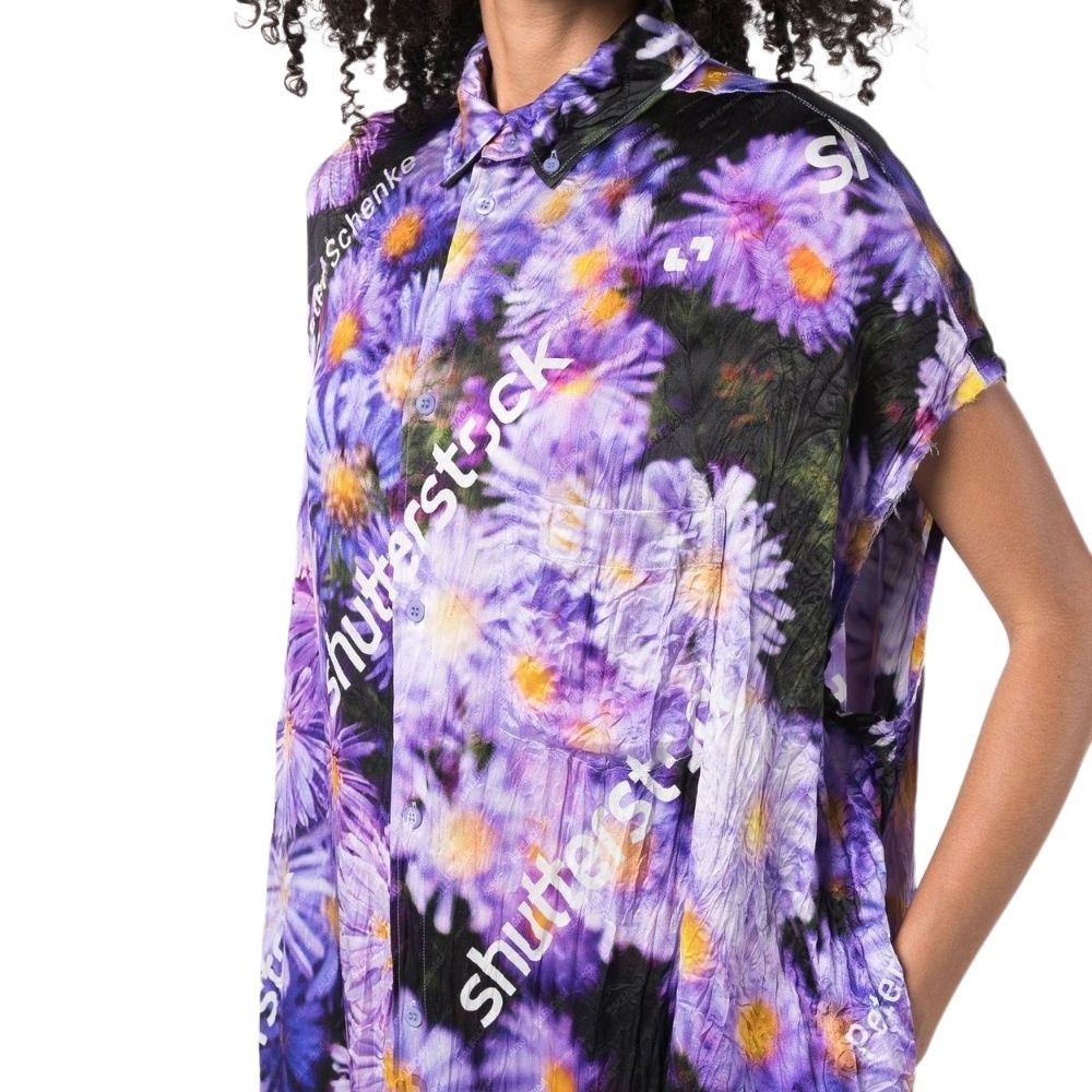 Balenciaga Balenciaga Floral Shutterstock Print Midi Dress Size 34 Size XS / US 0-2 / IT 36-38 - 9 Thumbnail