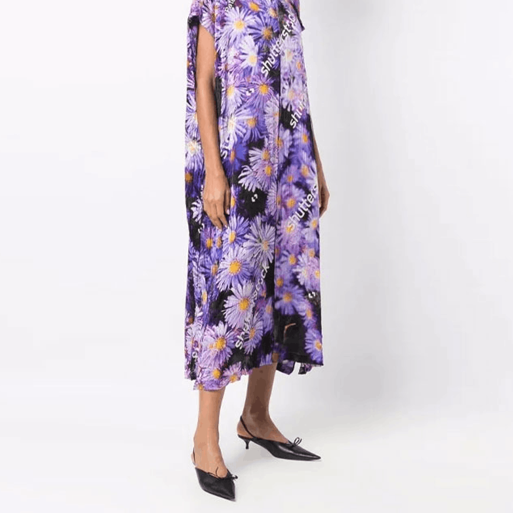Balenciaga Balenciaga Floral Shutterstock Print Midi Dress Size 34 Size XS / US 0-2 / IT 36-38 - 10 Thumbnail