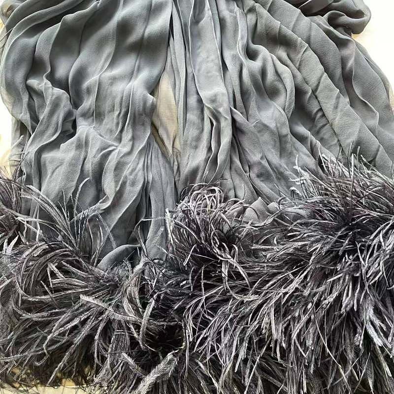 Saint Laurent Paris Saint Laurent Ostrich Feather Silk Cape Size F40 Size M / US 6-8 / IT 42-44 - 6 Thumbnail