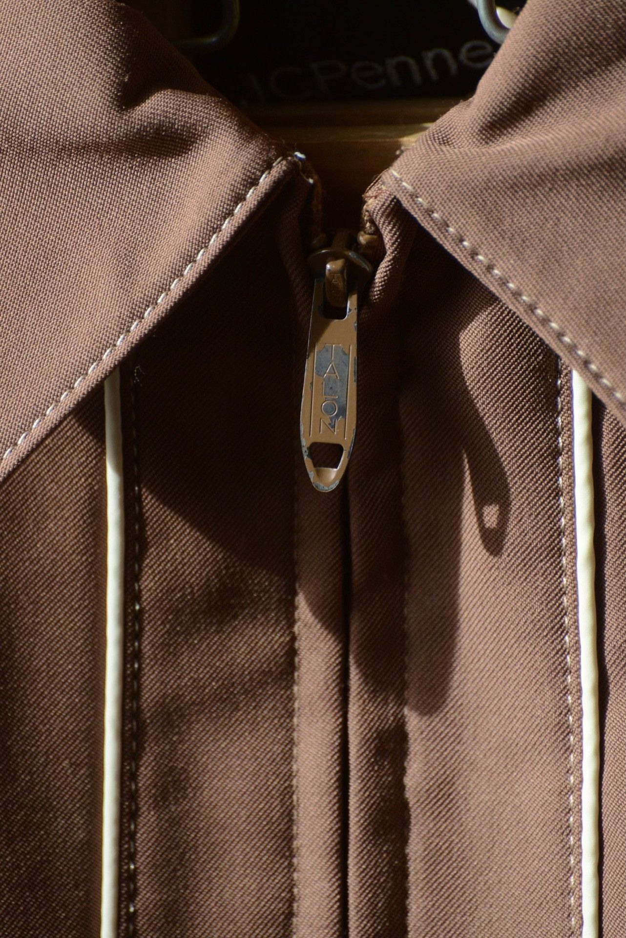 JCPenney 1970s JC Penney Beige Zip Jacket 38 Size US L / EU 52-54 / 3 - 3 Thumbnail