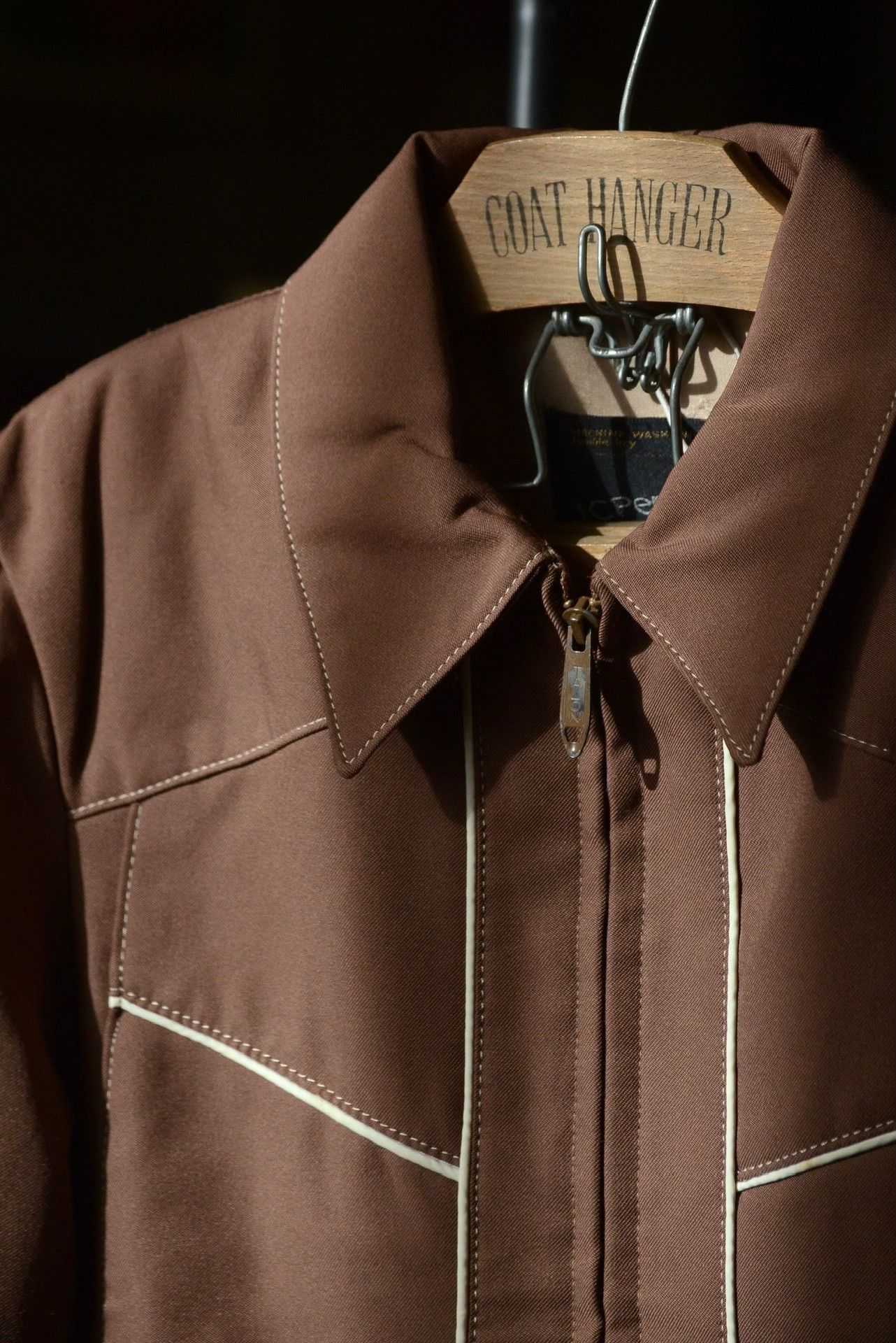 JCPenney 1970s JC Penney Beige Zip Jacket 38 Size US L / EU 52-54 / 3 - 2 Thumbnail