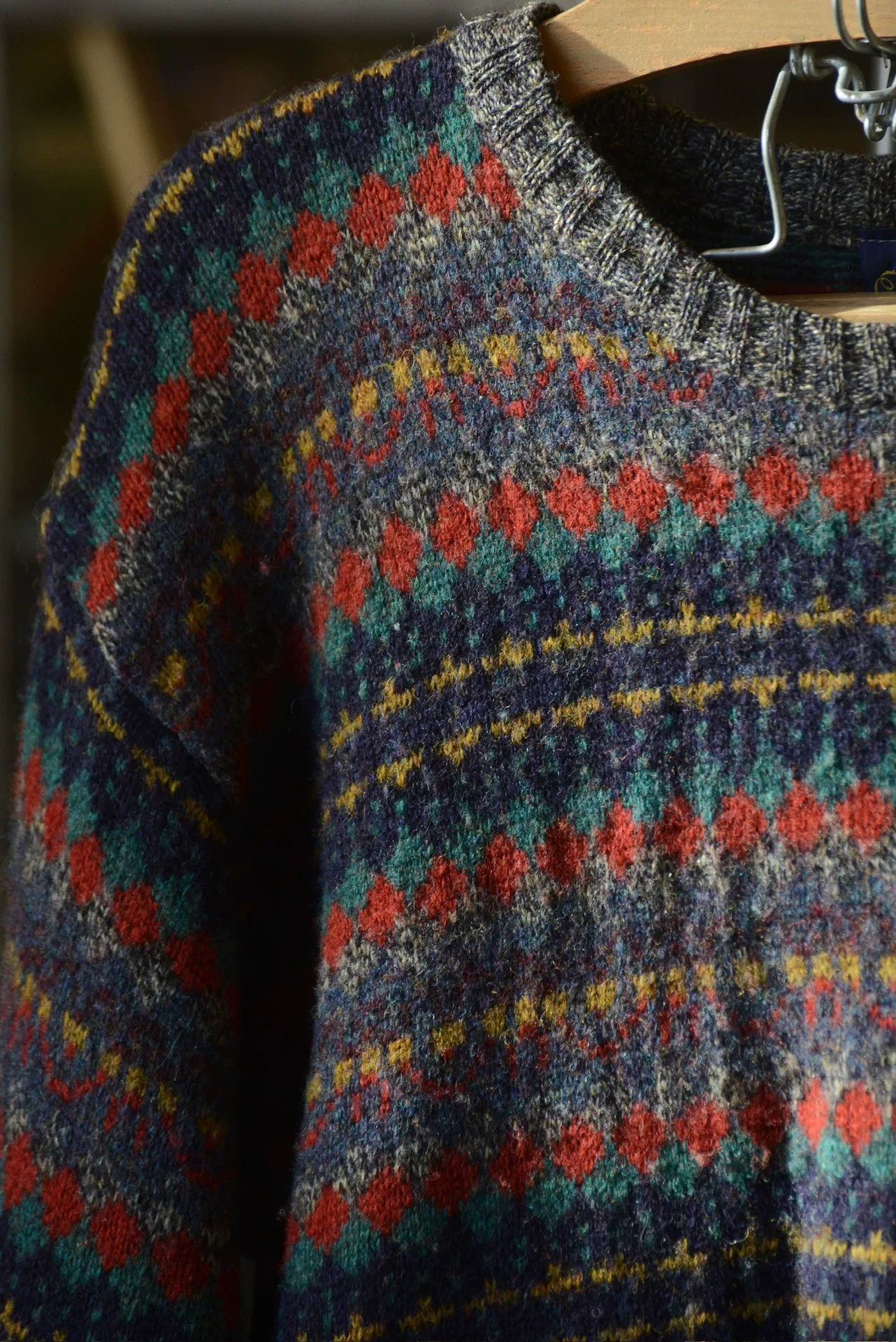 Vintage Traditions UK V-Neck Geometric Knit Sweater Size US M / EU 48-50 / 2 - 2 Thumbnail