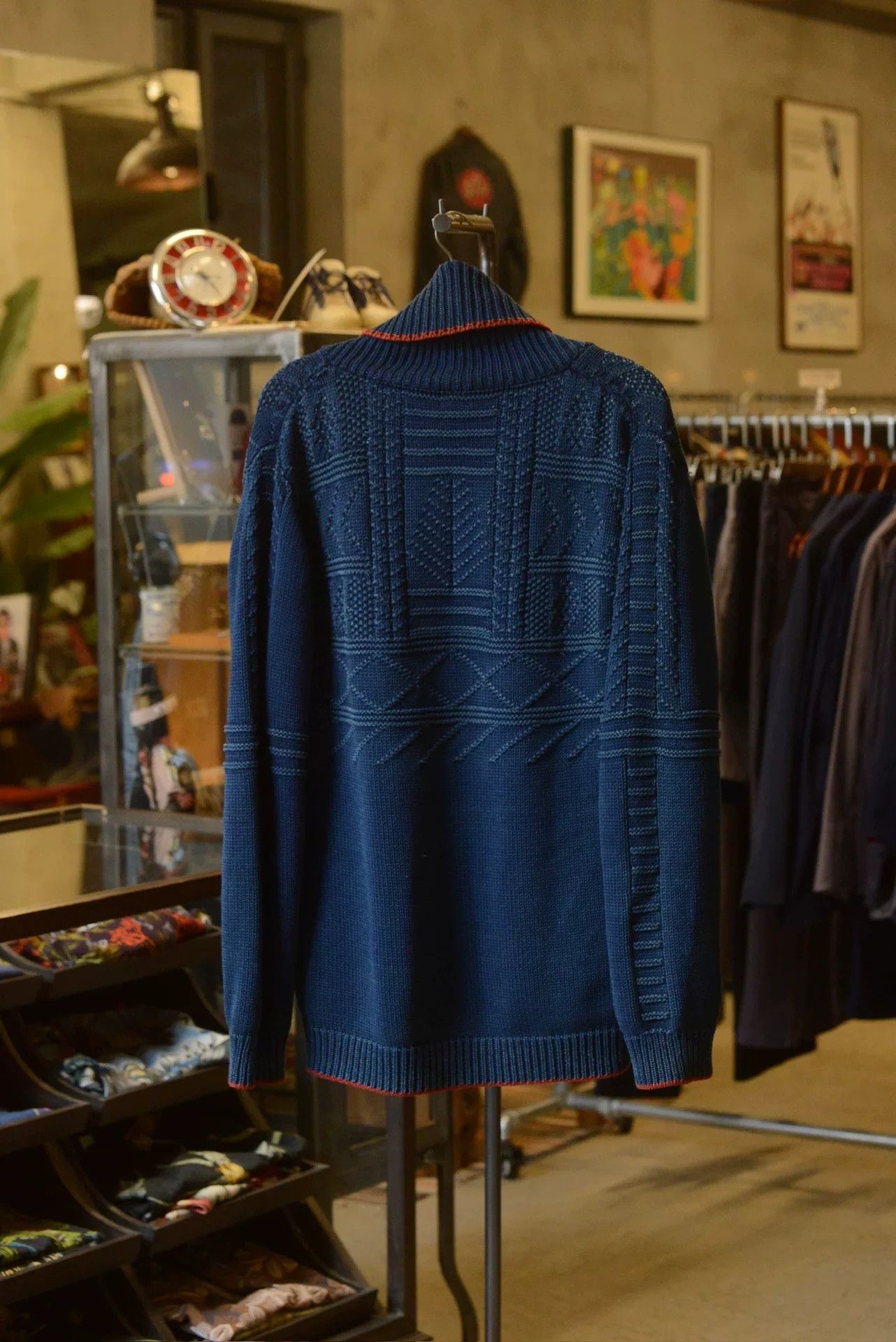 Kapital Kapital Indigo Knit Sweater Two-Way Collar Size US L / EU 52-54 / 3 - 7 Thumbnail