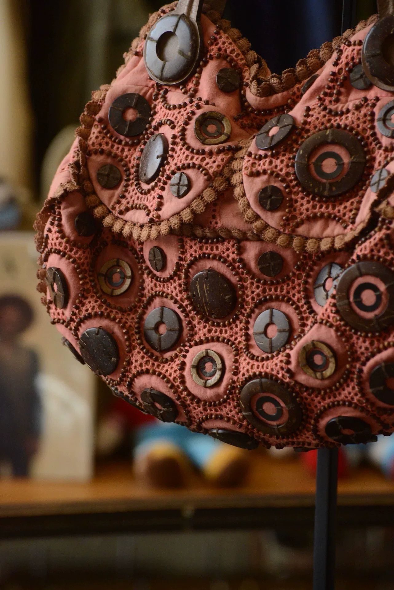 Vintage Jamin Puech Beaded Coconut Shell Handbag Size ONE SIZE - 8 Thumbnail