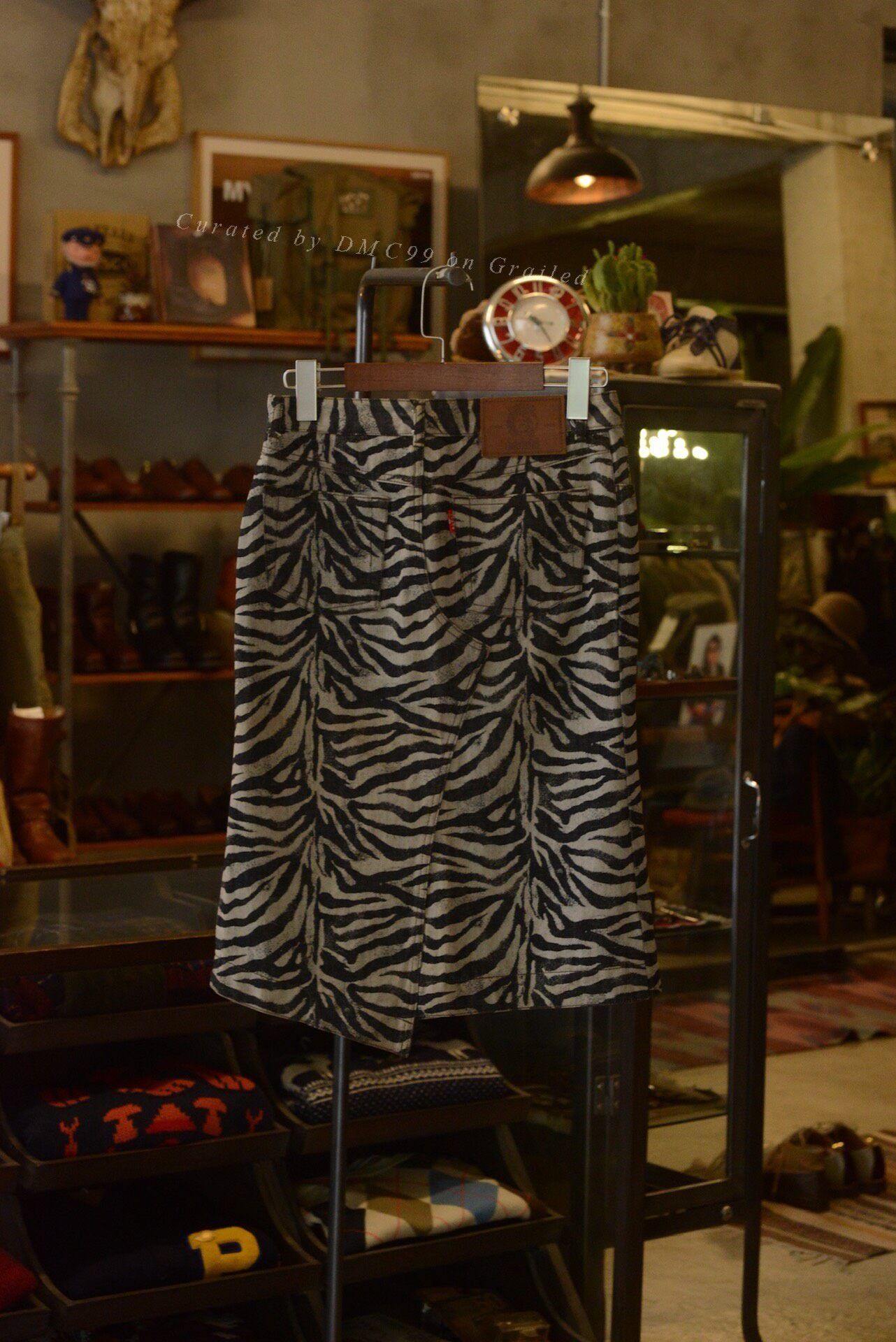 Vintage Zebra Print Denim Skirt Size 36" / US 14 / IT 50 - 6 Thumbnail