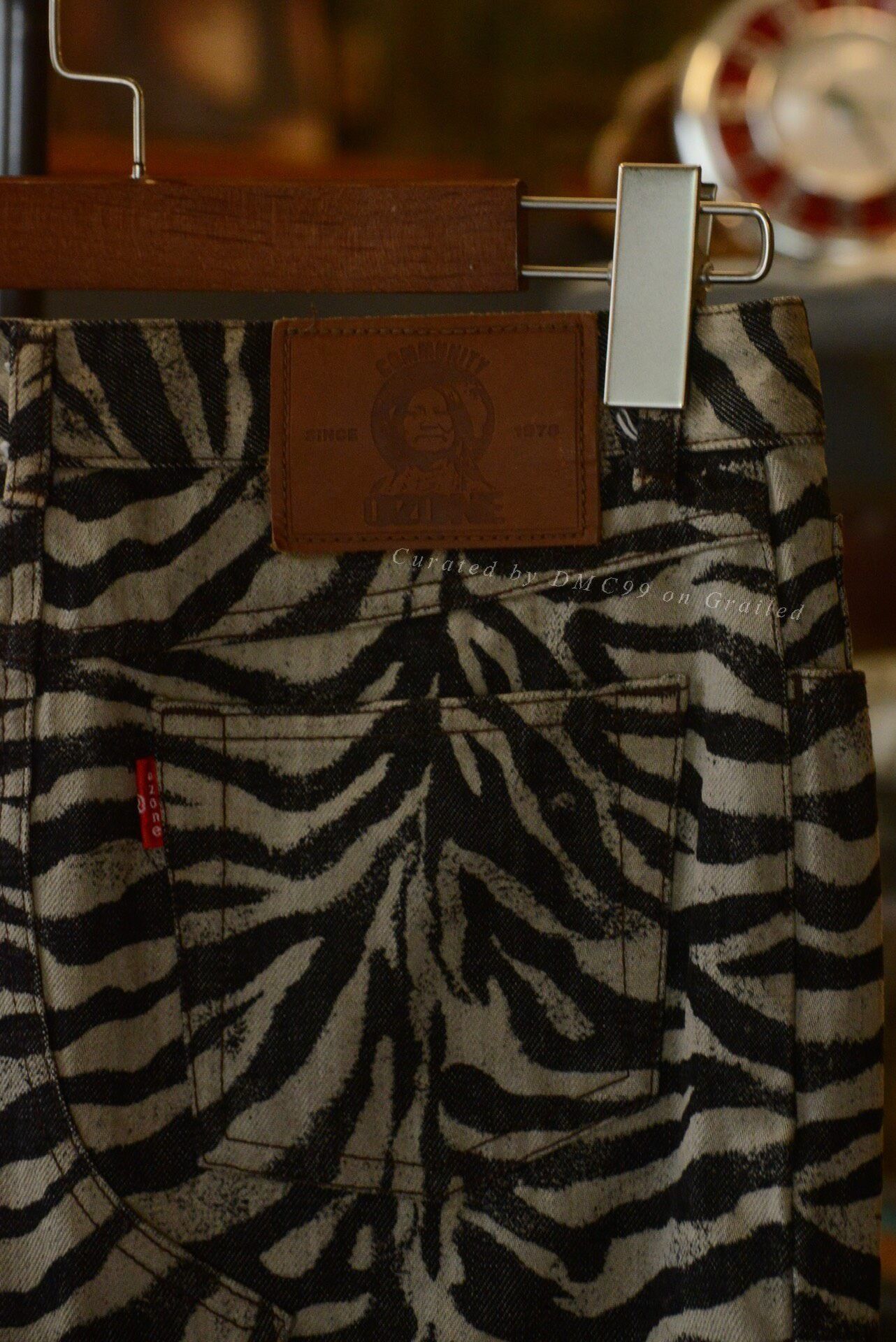 Vintage Zebra Print Denim Skirt Size 36" / US 14 / IT 50 - 5 Thumbnail