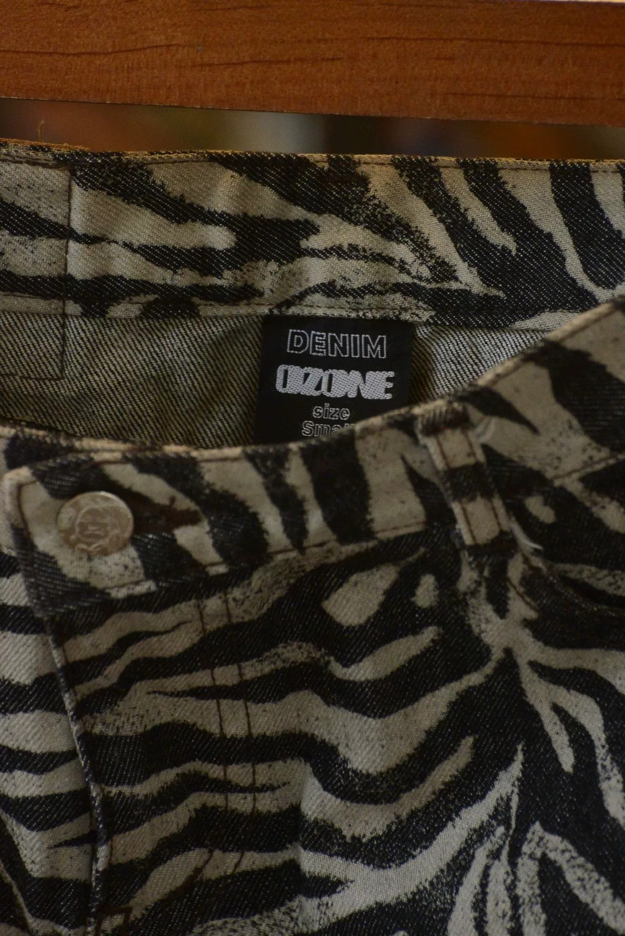 Vintage Zebra Print Denim Skirt Size 36" / US 14 / IT 50 - 7 Thumbnail