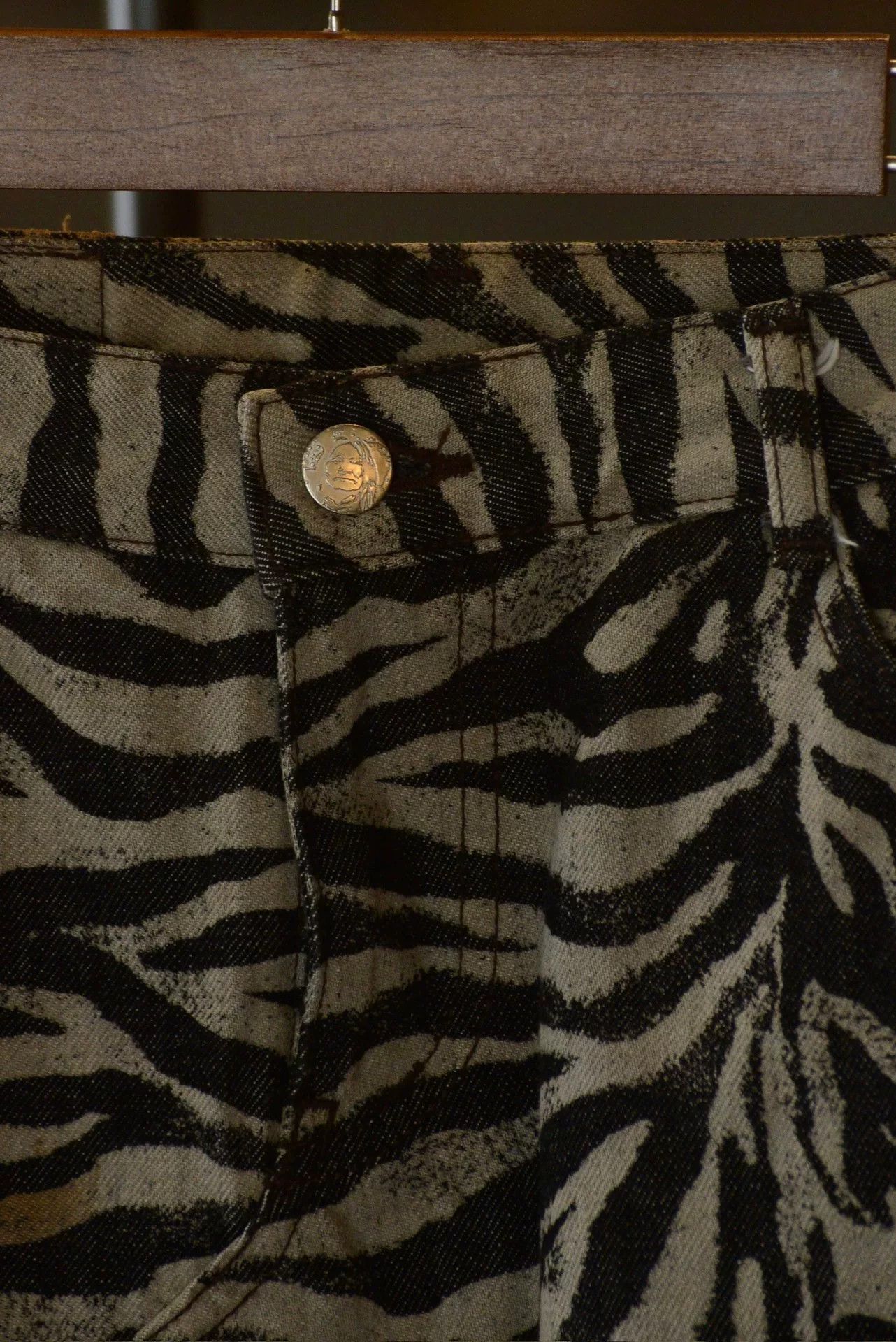 Vintage Zebra Print Denim Skirt Size 36" / US 14 / IT 50 - 4 Thumbnail