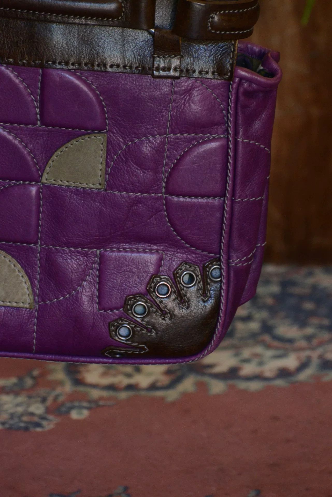 Vintage Jamin Puech Purple Leather Handbag Size ONE SIZE - 4 Thumbnail