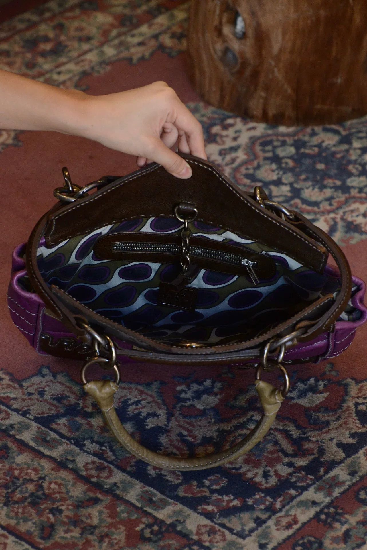Vintage Jamin Puech Purple Leather Handbag Size ONE SIZE - 9 Thumbnail