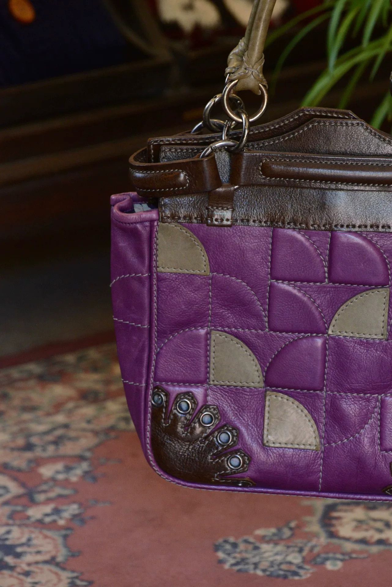 Vintage Jamin Puech Purple Leather Handbag Size ONE SIZE - 3 Thumbnail