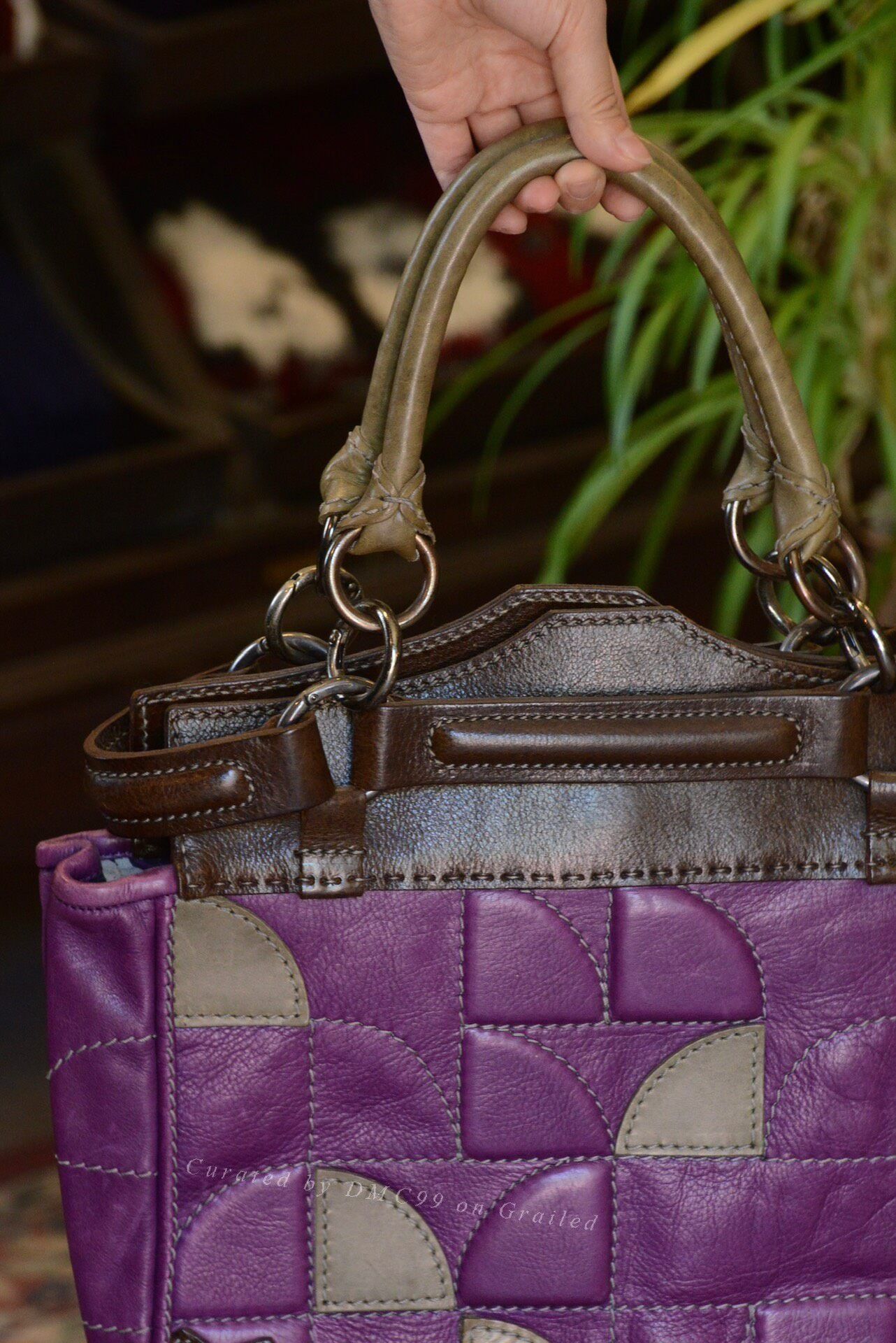 Vintage Jamin Puech Purple Leather Handbag Size ONE SIZE - 6 Thumbnail