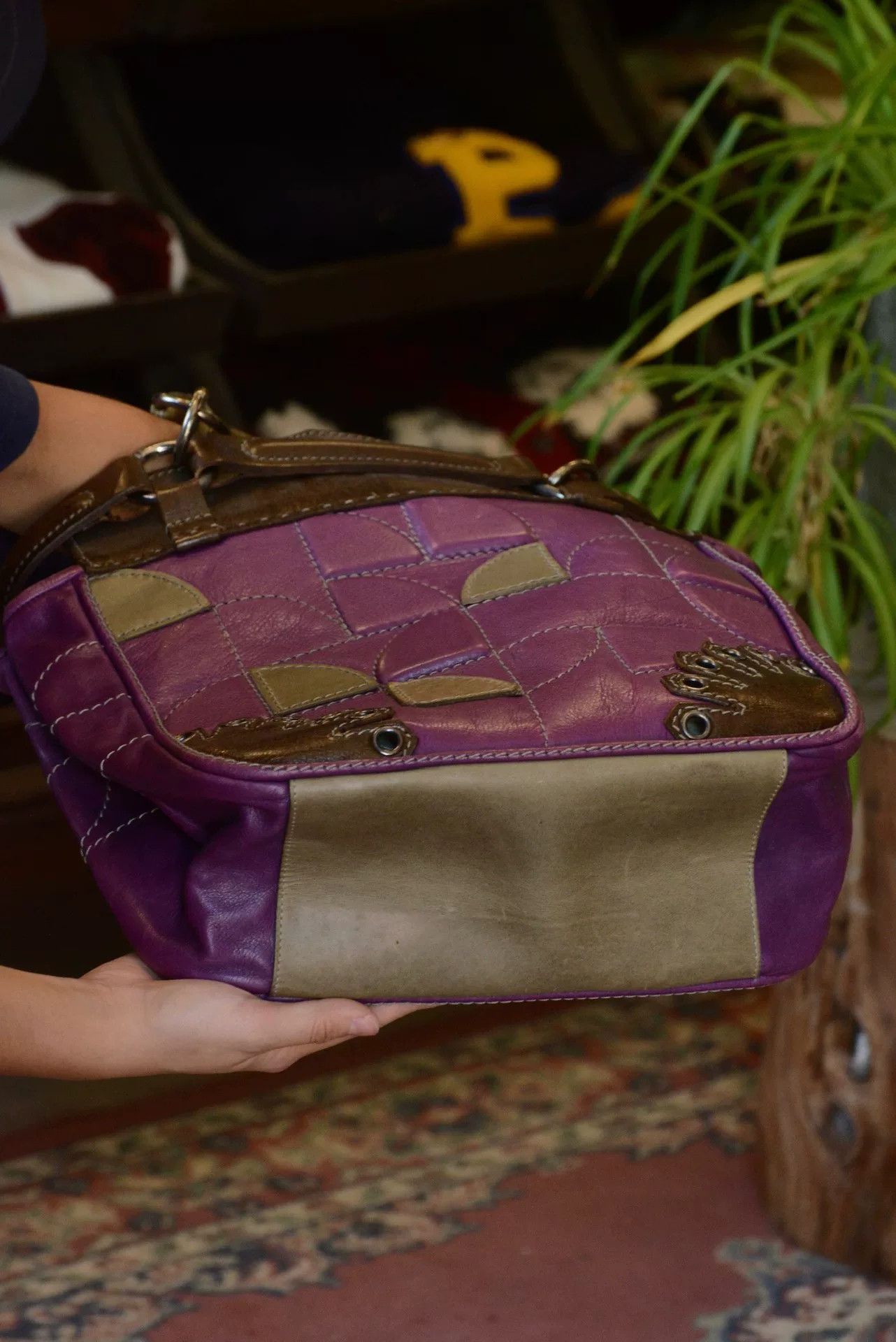 Vintage Jamin Puech Purple Leather Handbag Size ONE SIZE - 8 Thumbnail