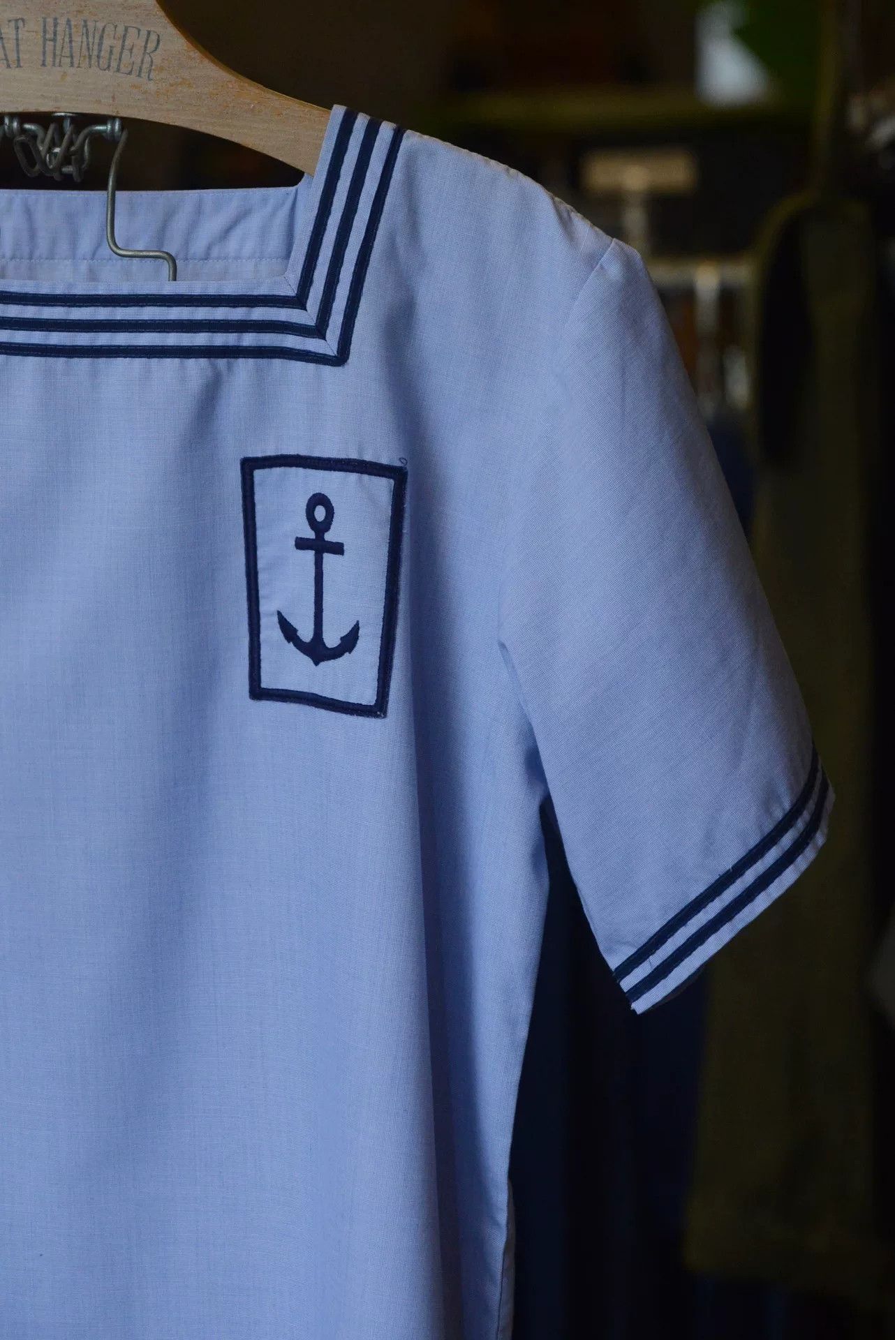Vintage 1950s French Navy Blue-Gray Sailor Shirt Size US M / EU 48-50 / 2 - 7 Thumbnail
