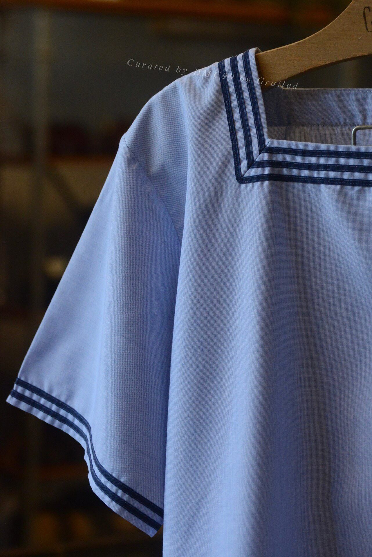 Vintage 1950s French Navy Blue-Gray Sailor Shirt Size US M / EU 48-50 / 2 - 3 Thumbnail