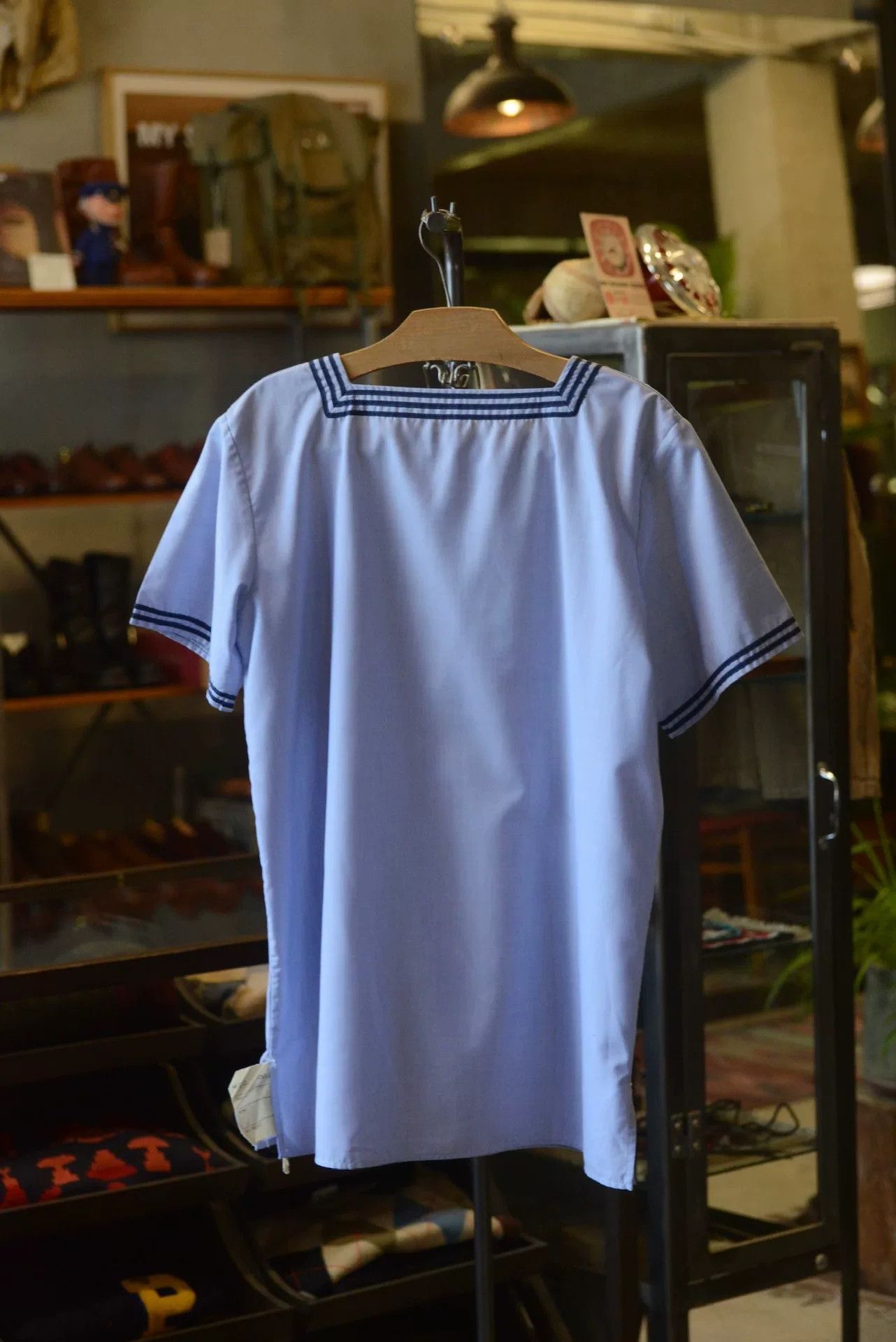 Vintage 1950s French Navy Blue-Gray Sailor Shirt Size US M / EU 48-50 / 2 - 5 Thumbnail