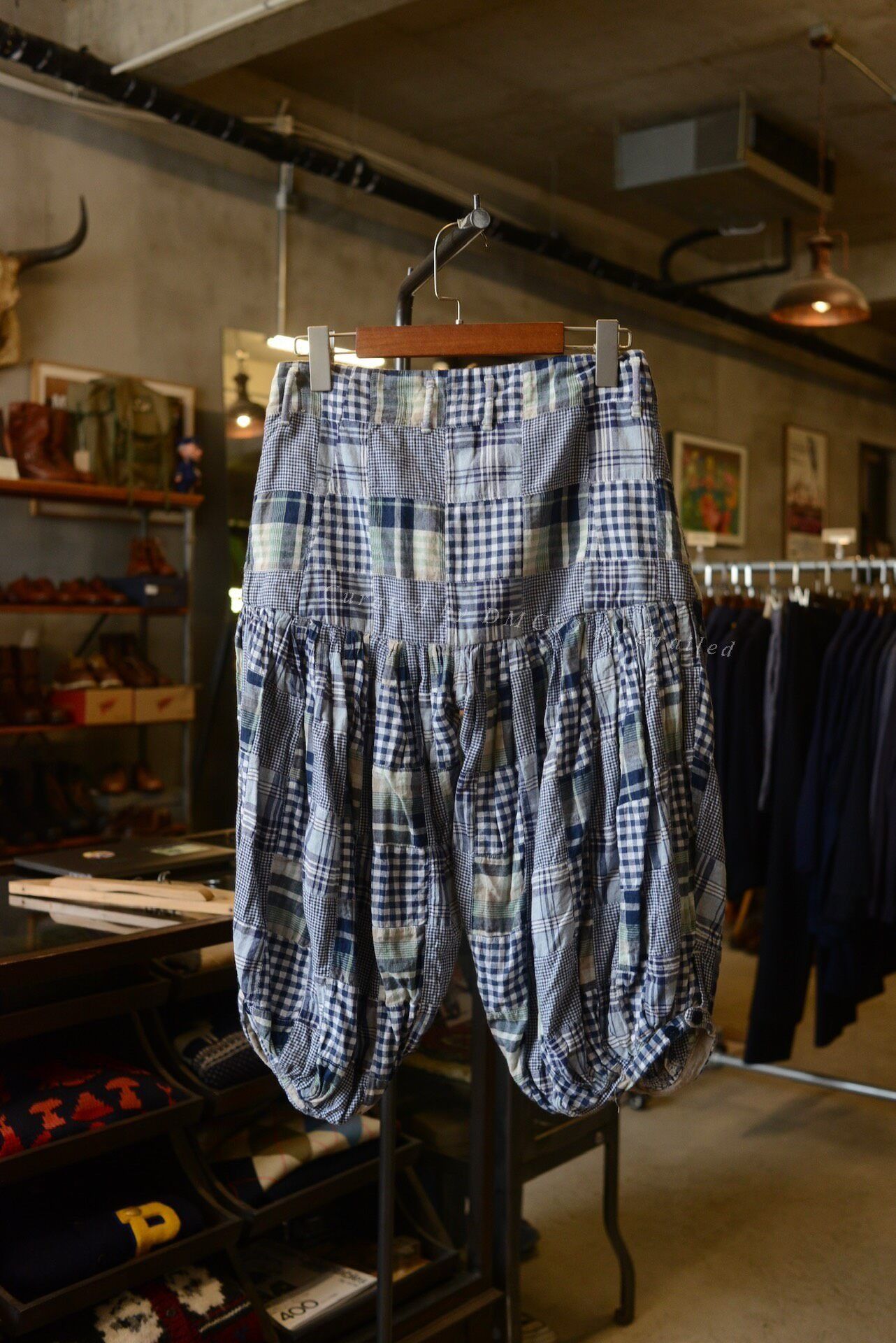 Kapital Kapital Blue Patchwork Plaid Lantern Skort Size 37" - 7 Thumbnail