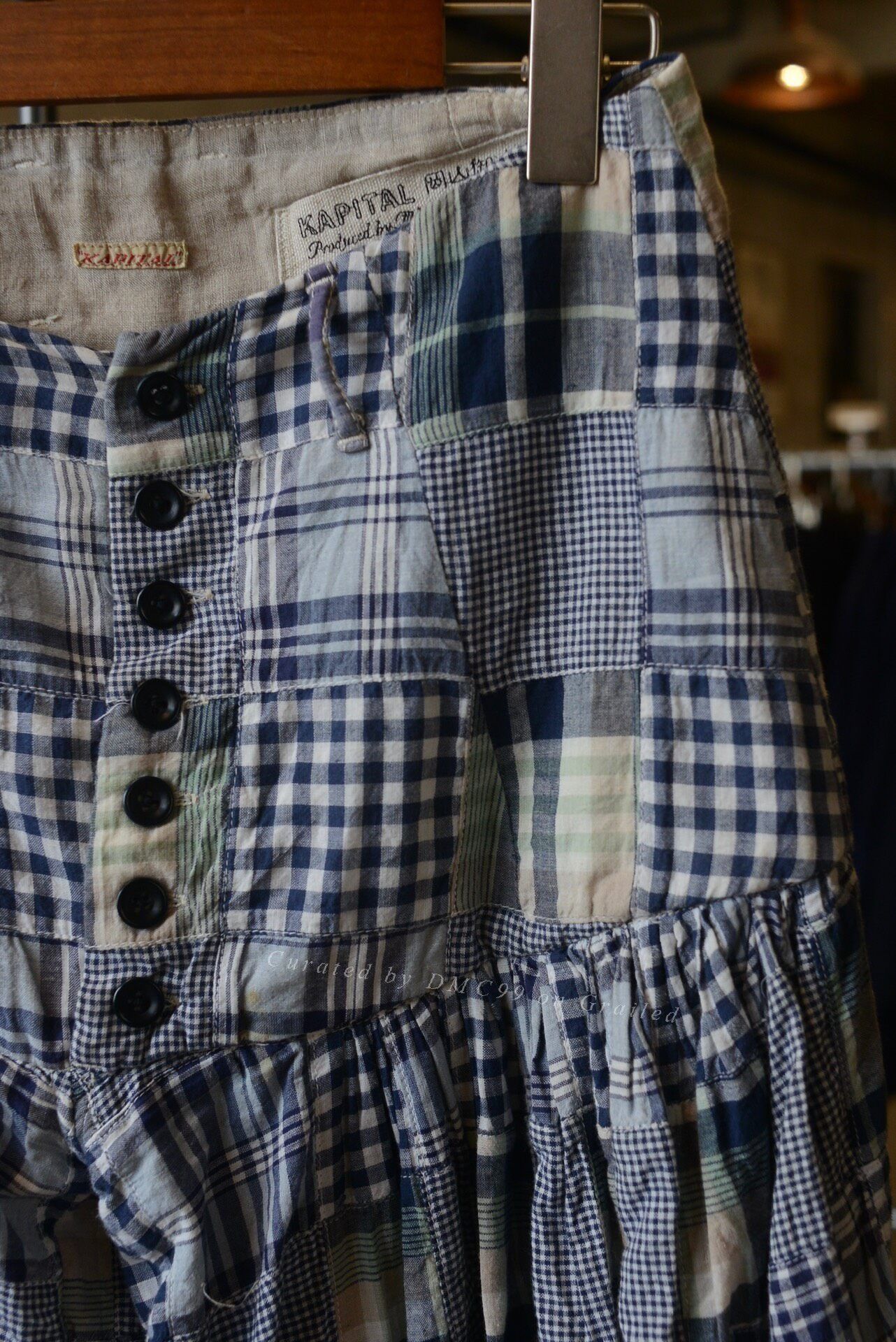 Kapital Kapital Blue Patchwork Plaid Lantern Skort Size 37" - 2 Thumbnail