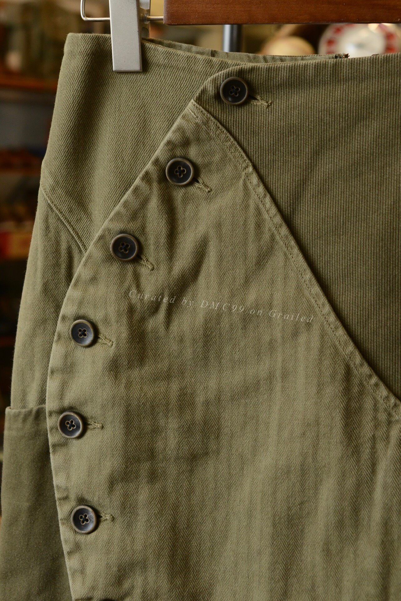 Kapital Kapital Military Green Corduroy Skirt Size 34" / US 12 / IT 48 - 2 Thumbnail