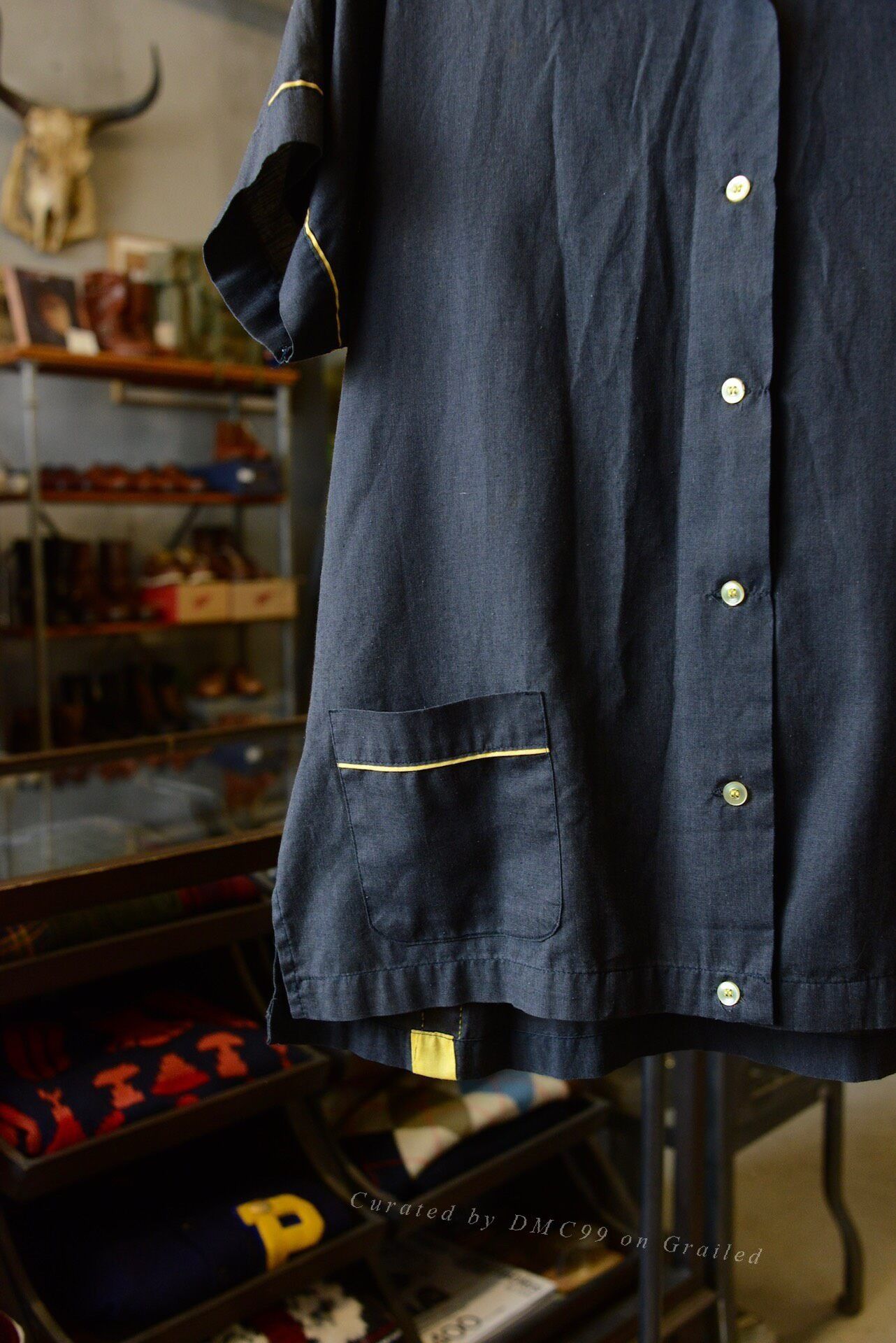 Vintage 1960s Hilton Yellow Black Bowling Shirt Size US M / EU 48-50 / 2 - 3 Thumbnail
