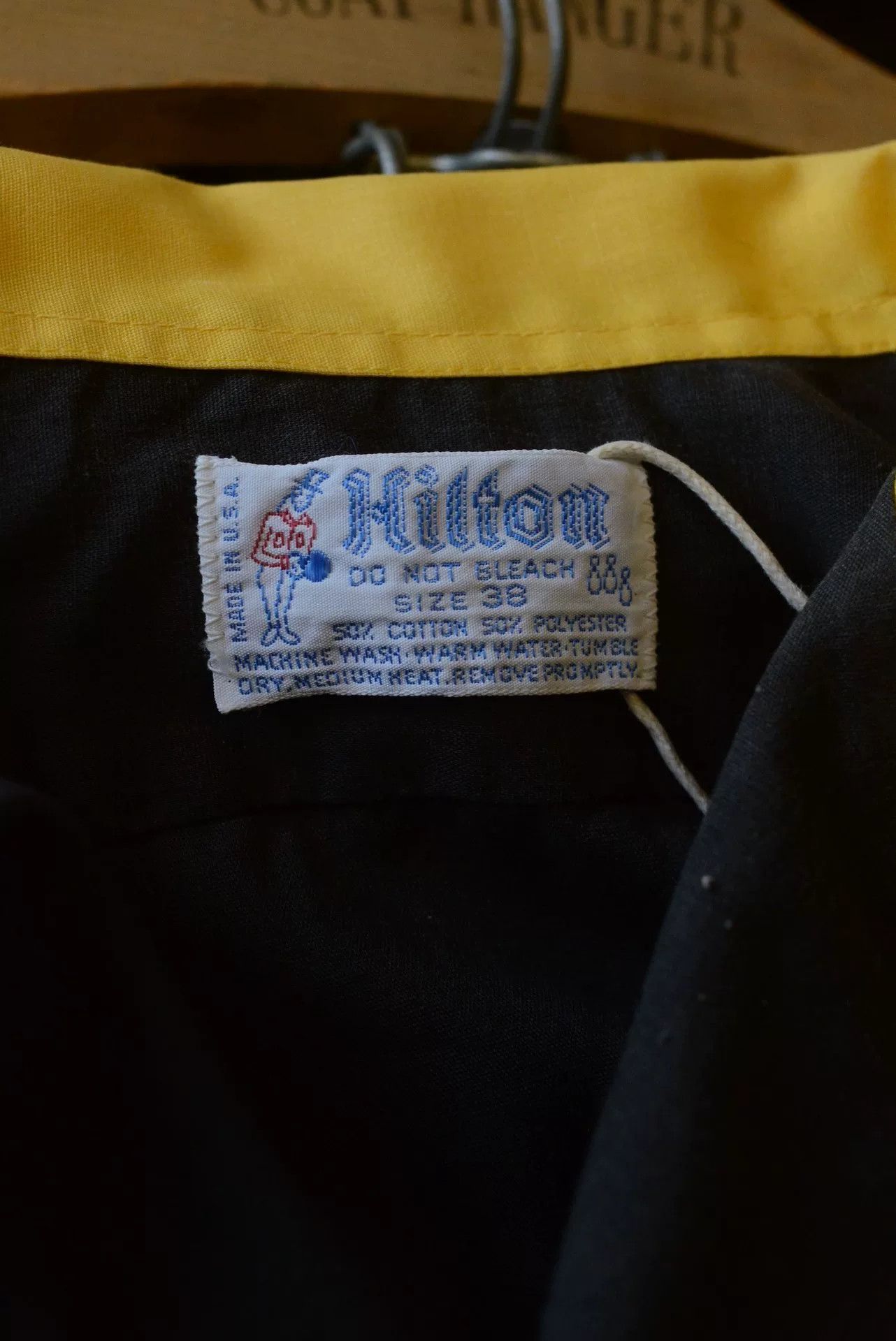 Vintage 1960s Hilton Yellow Black Bowling Shirt Size US M / EU 48-50 / 2 - 9 Thumbnail