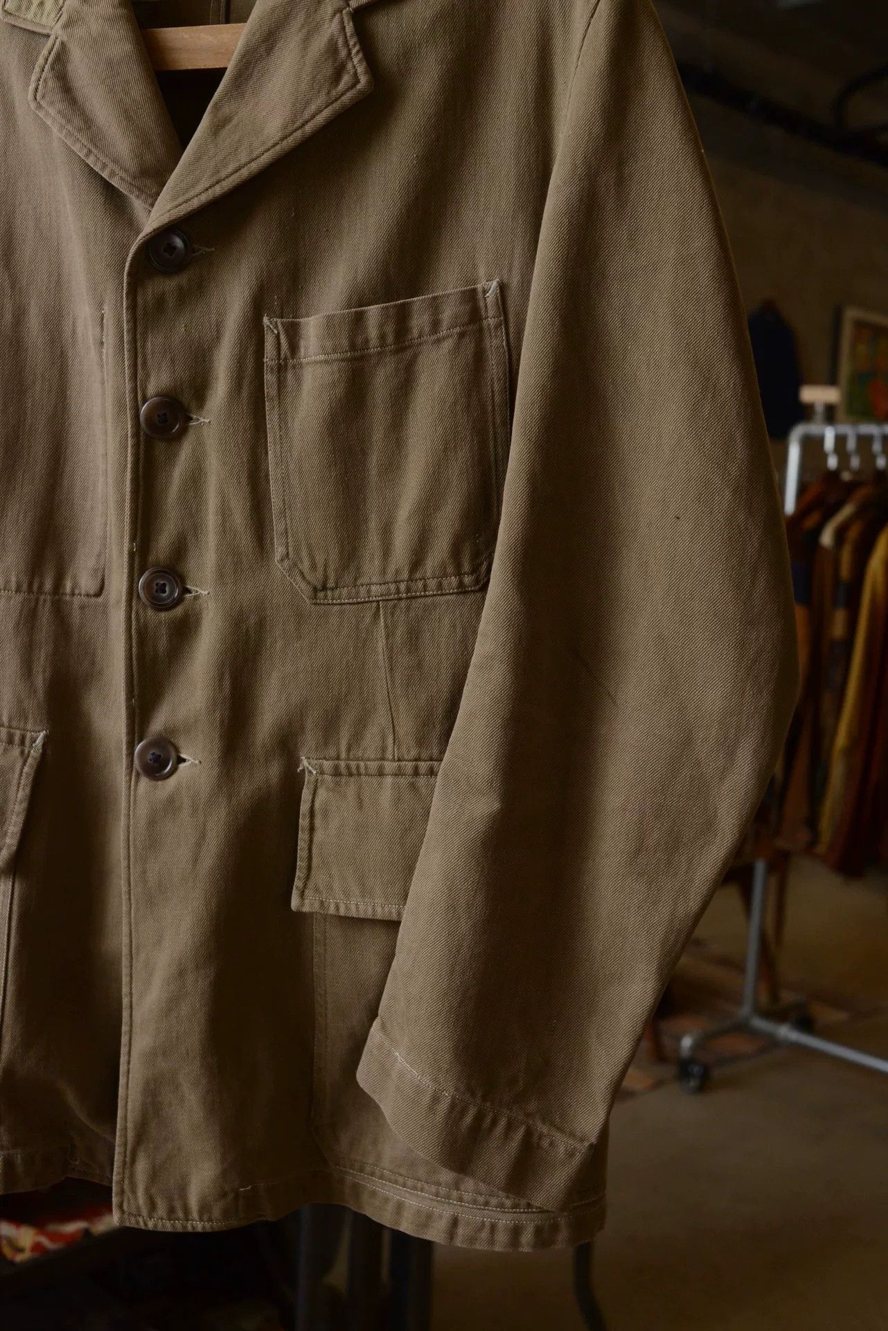 Vintage 1950s French Postman Khaki Work Jacket Size US M / EU 48-50 / 2 - 4 Thumbnail